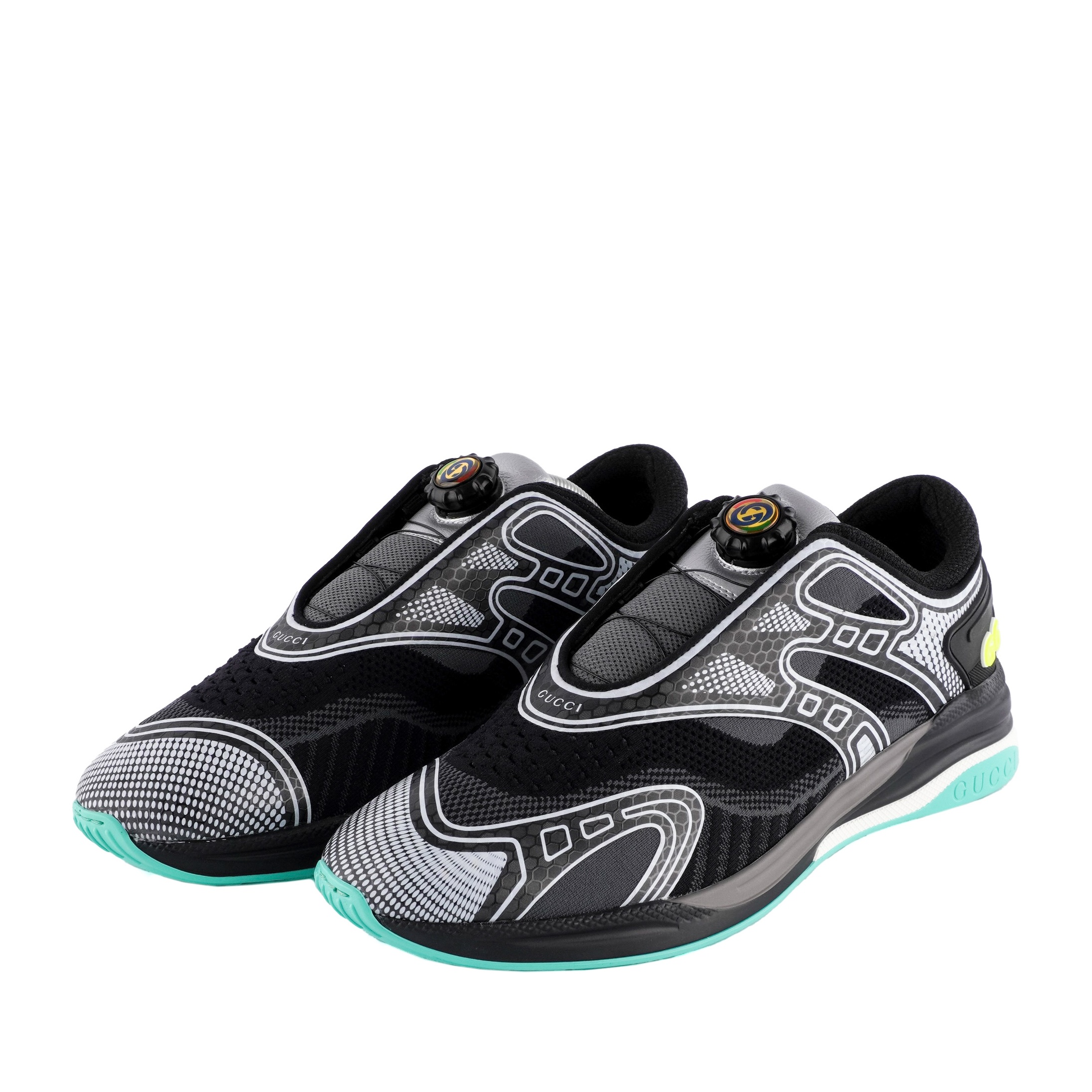 Gucci Ultrapace R GG Logo Mint Green Black Sport Sneakers