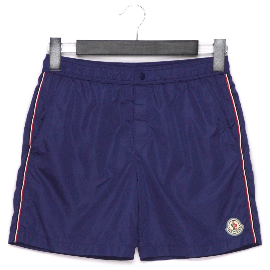 Moncler Solid Nylon Logo Boxer w/ Stripe Shorts