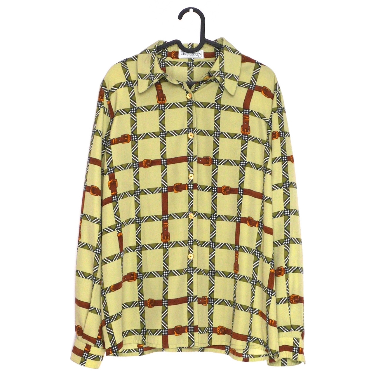 Burberrys of London Full Check Belt Print Silky Blouse Shirt