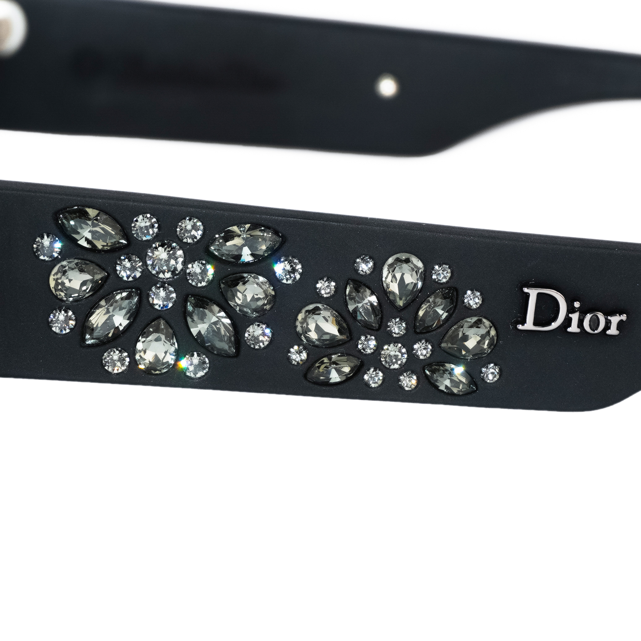 Vintage Dior Inedite Crystal Floral Logo Black Sunglasses — photo 7