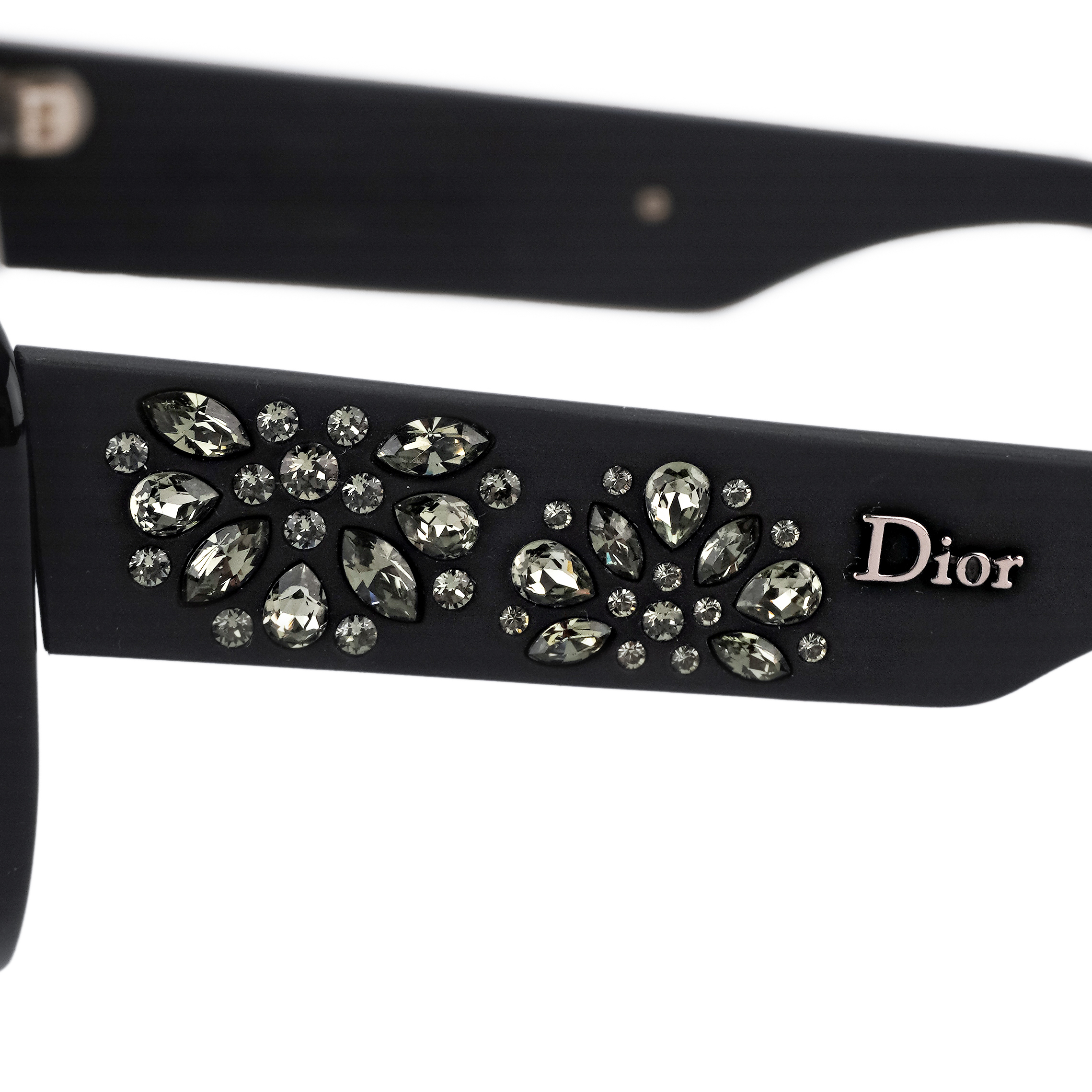 Vintage Dior Inedite Crystal Floral Logo Black Sunglasses — photo 6