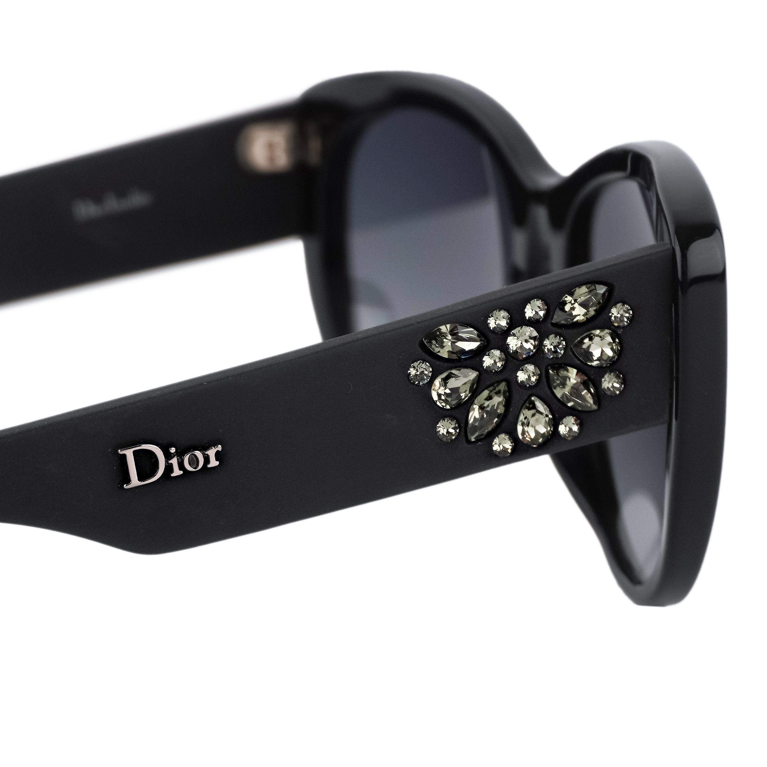 Vintage Dior Inedite Crystal Floral Logo Black Sunglasses — photo 10