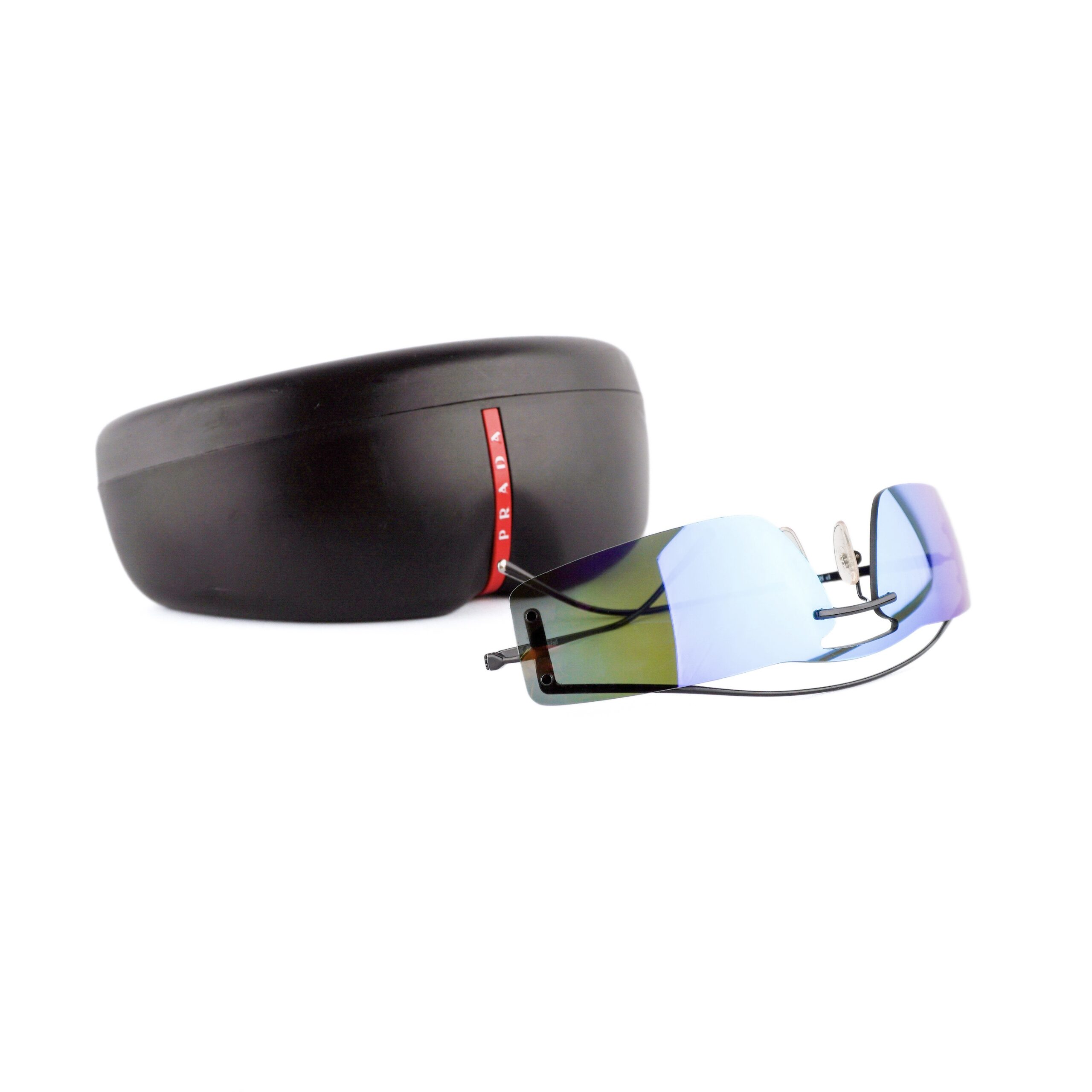 Prada SPR 61V Rimless Shield Blue Purple Mirror Sunglasses — photo 9