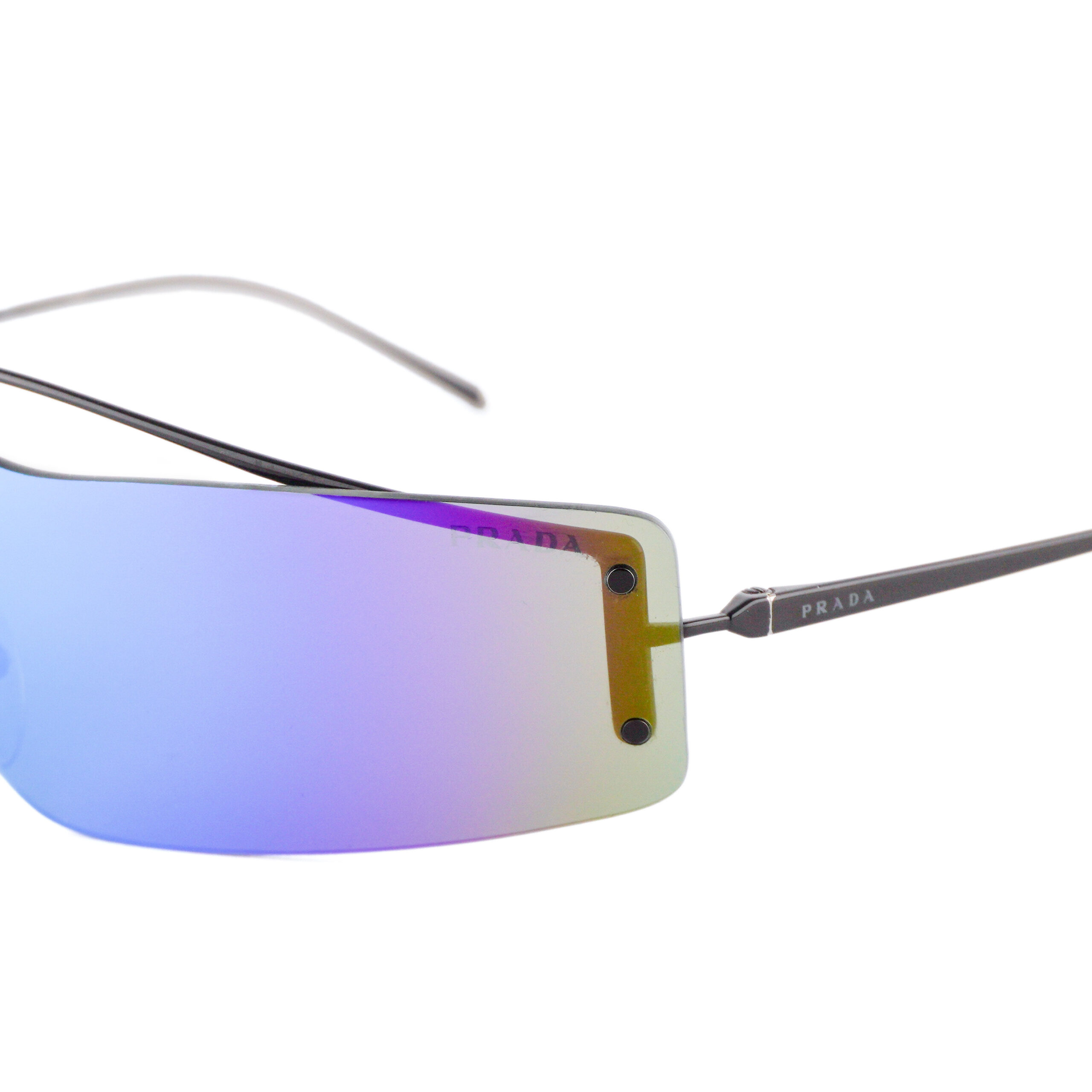 Prada SPR 61V Rimless Shield Blue Purple Mirror Sunglasses — photo 6