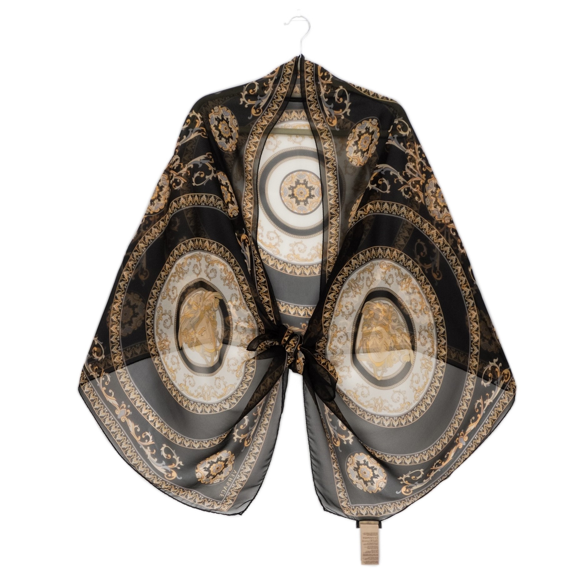 Versace Medusa Multicolor Baroque Printed Silk Shawl Scarf