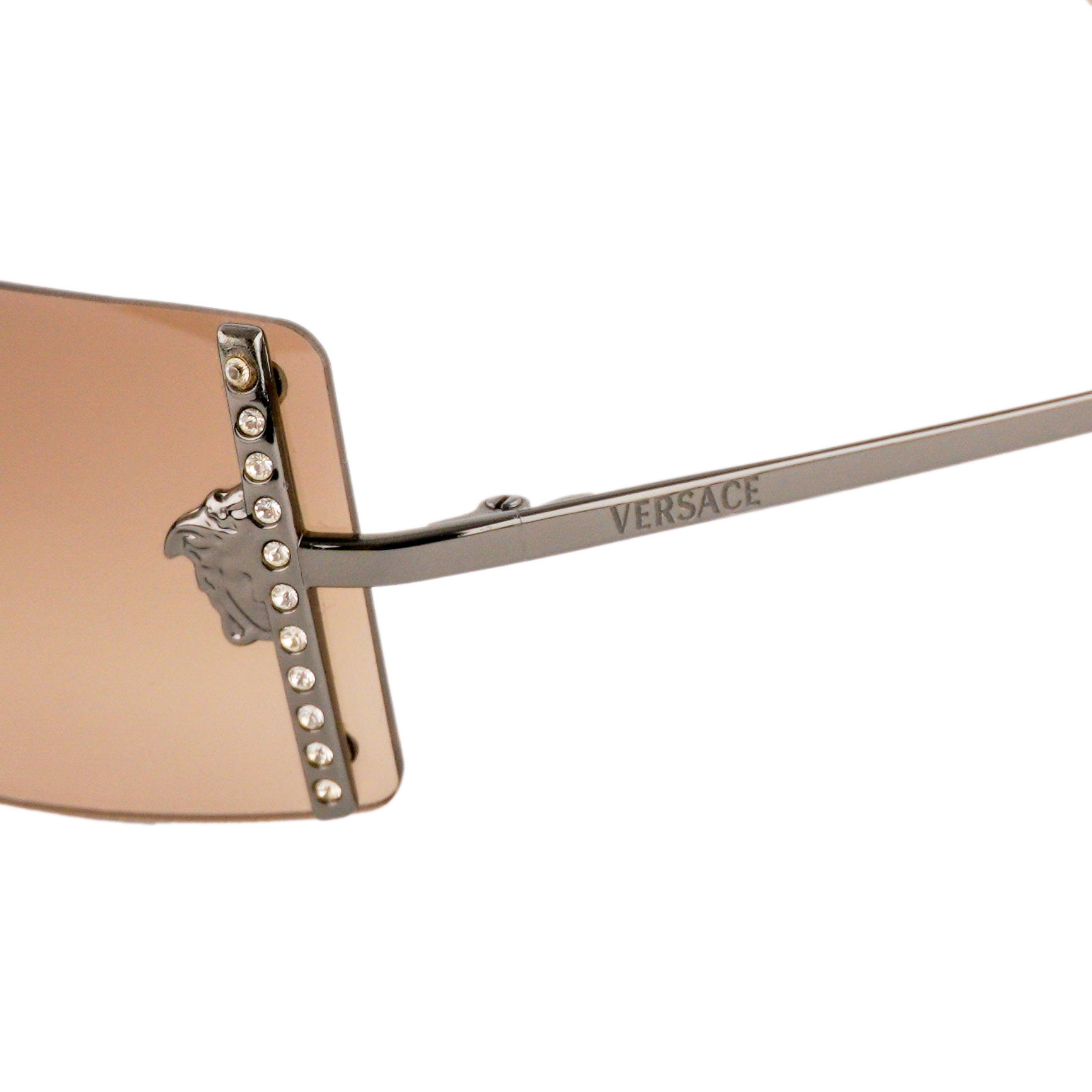 Vintage Versace N29 Medusa Logo Swarovski Rimless Sunglasses — photo 7