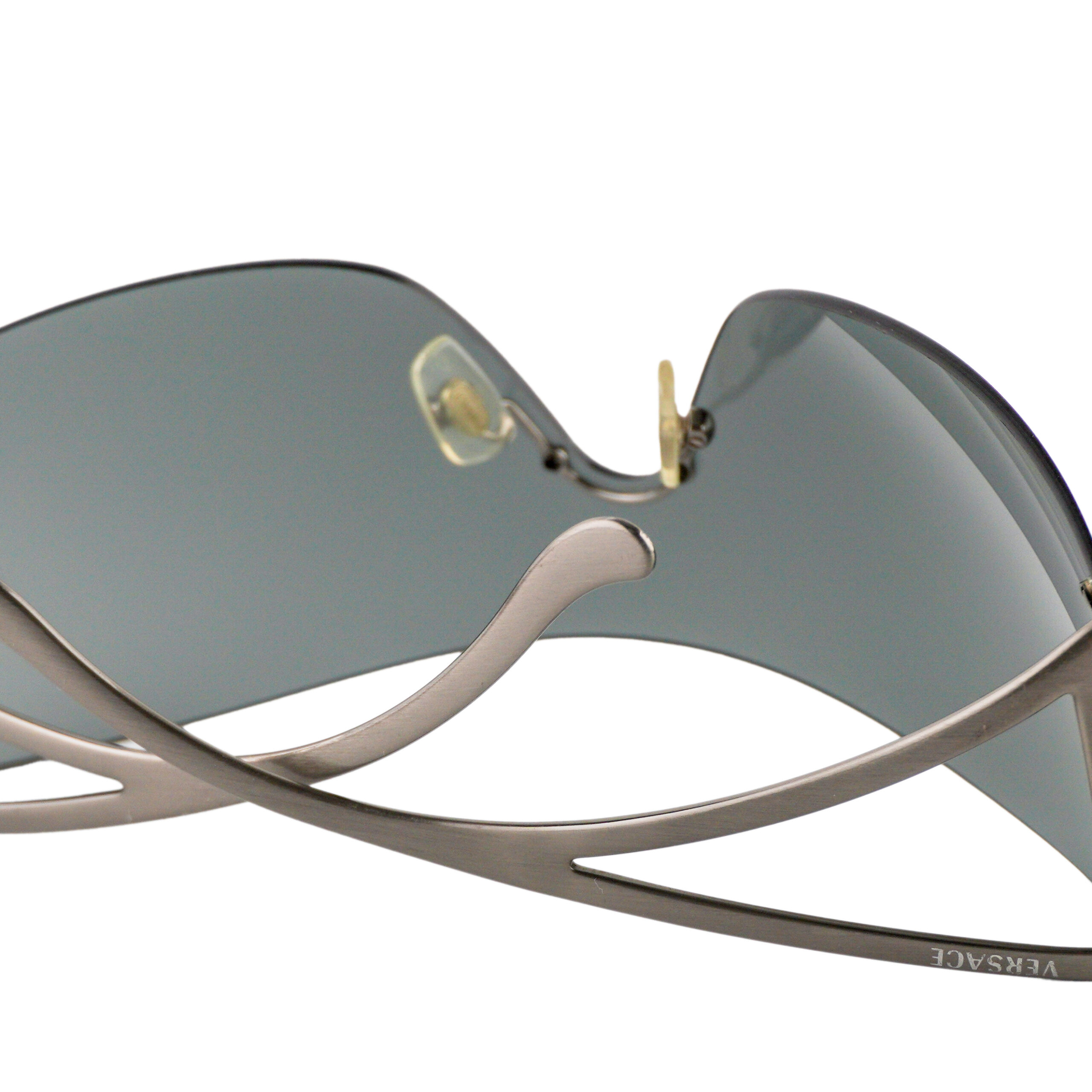 Vintage Versace Medusa Logo Gun Metal Shield Mask Sunglasses — photo 7