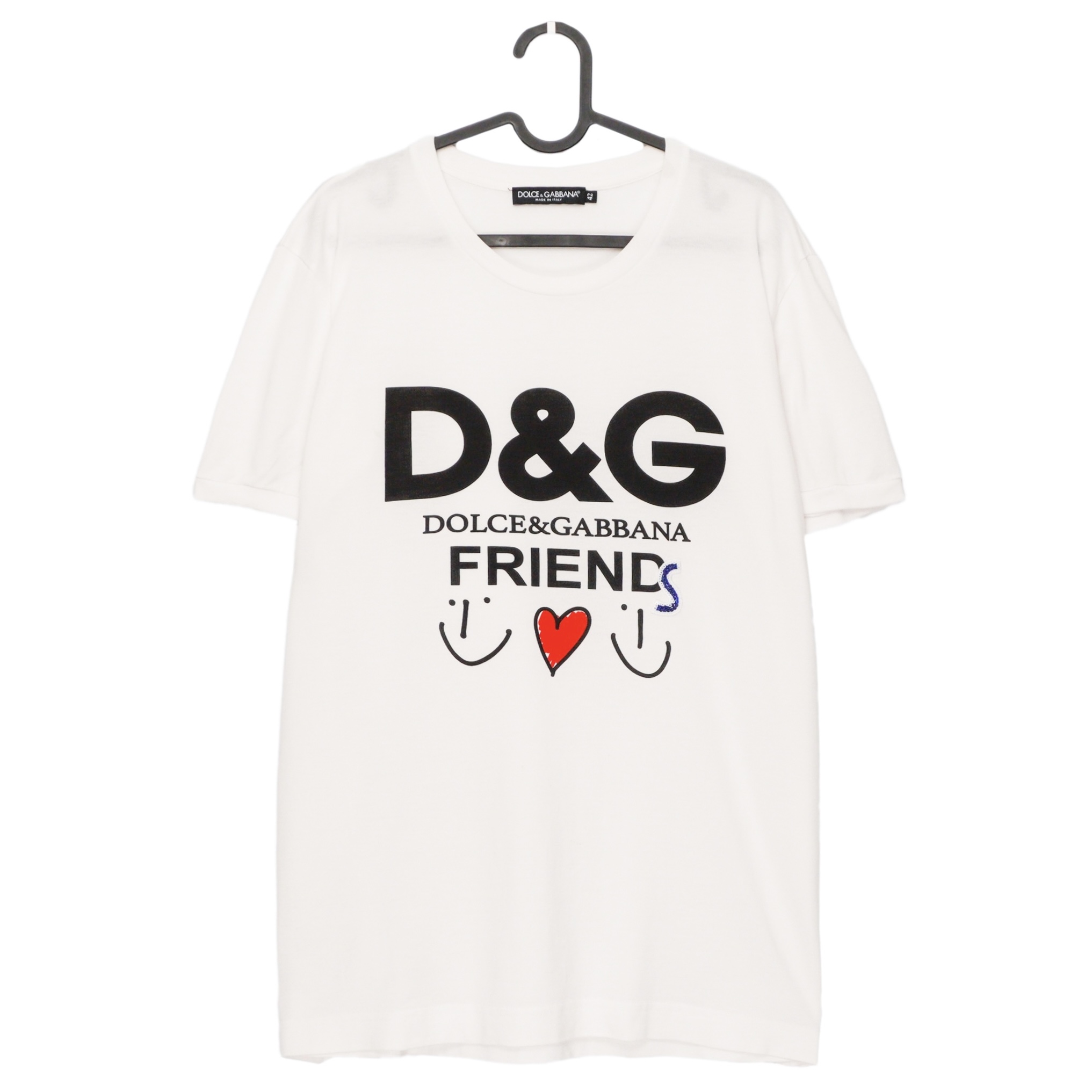 Dolce Gabbana Friends Love DG Logo White Jersey Tee Shirt