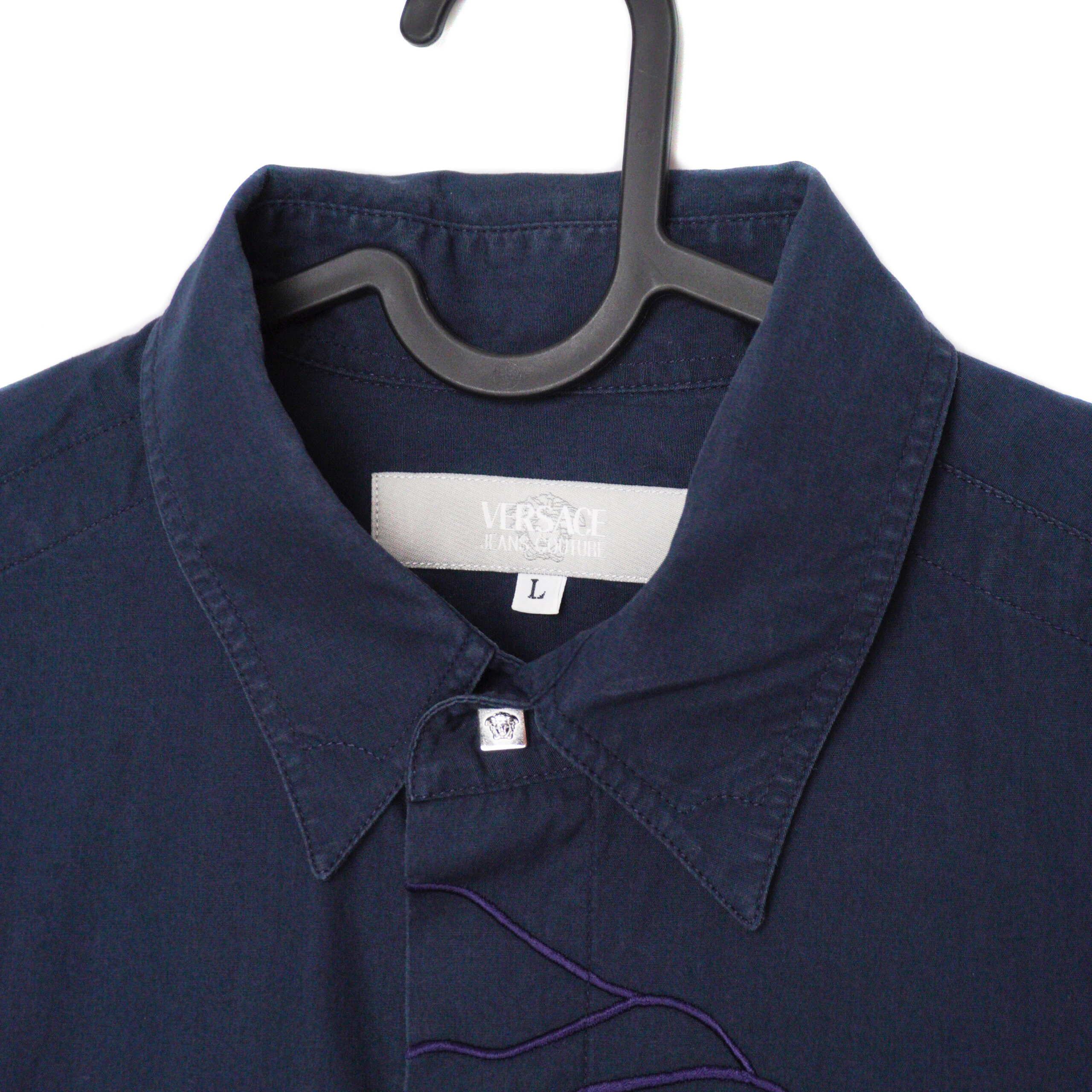 Versace Medusa Big Logo Navy Long Sleeve Shirt — photo 4