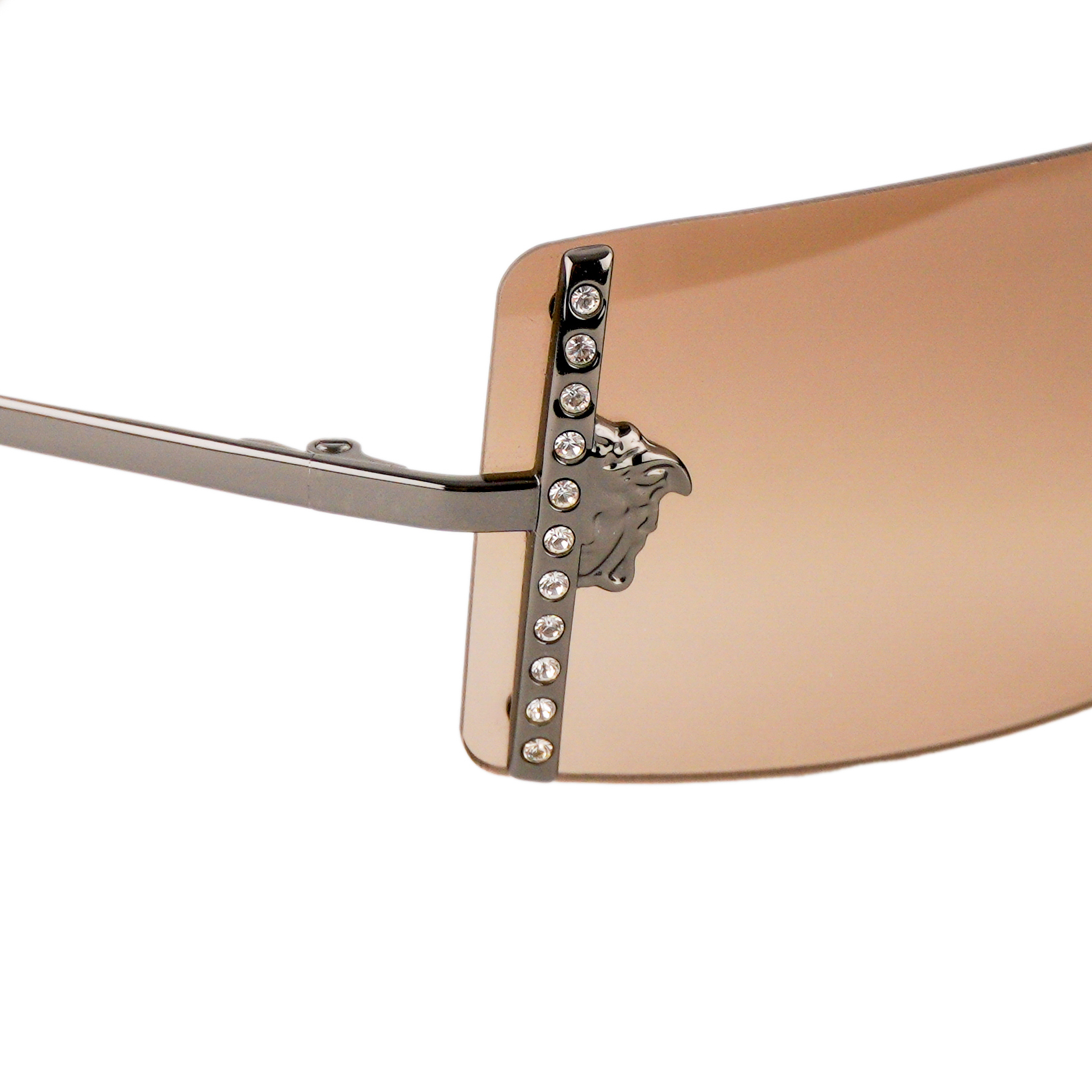 Vintage Versace N29 Medusa Logo Swarovski Rimless Sunglasses — photo 6