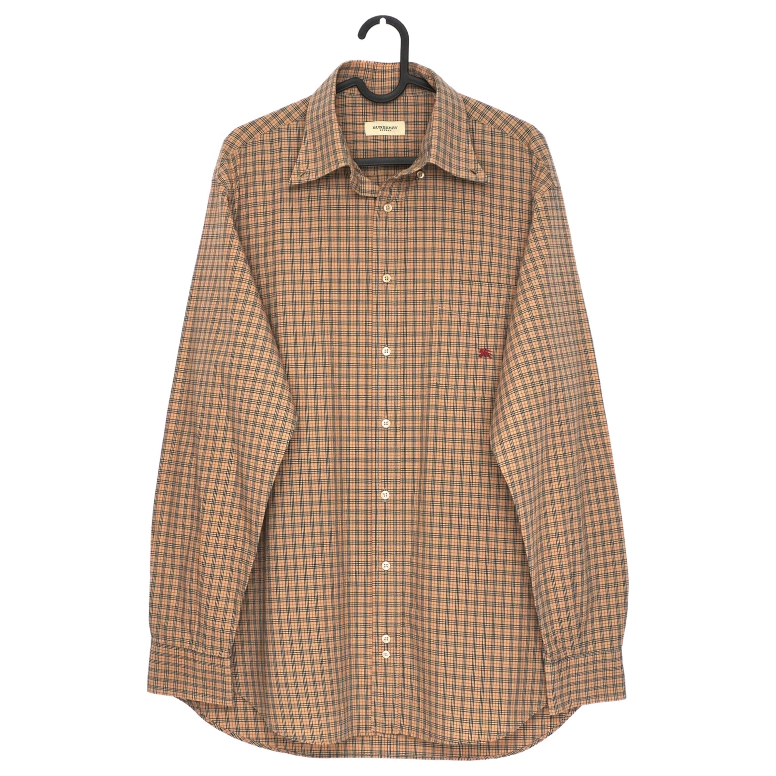 Burberry Full Small Scale Checked Print Red Logo Shirt