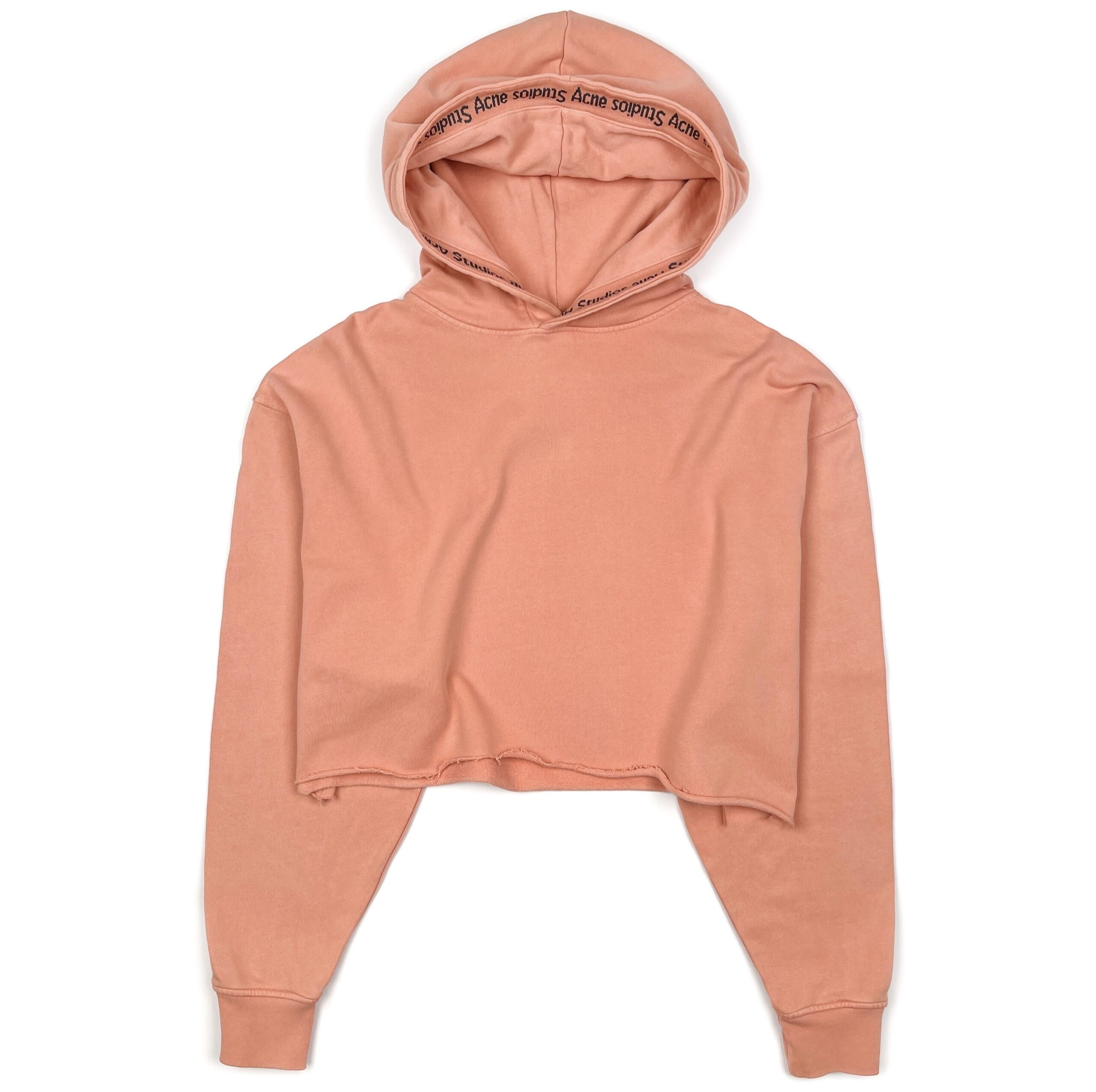 Acne Studios Yala Rib Cropped Hooded Logo Sweatshirt Hoodie