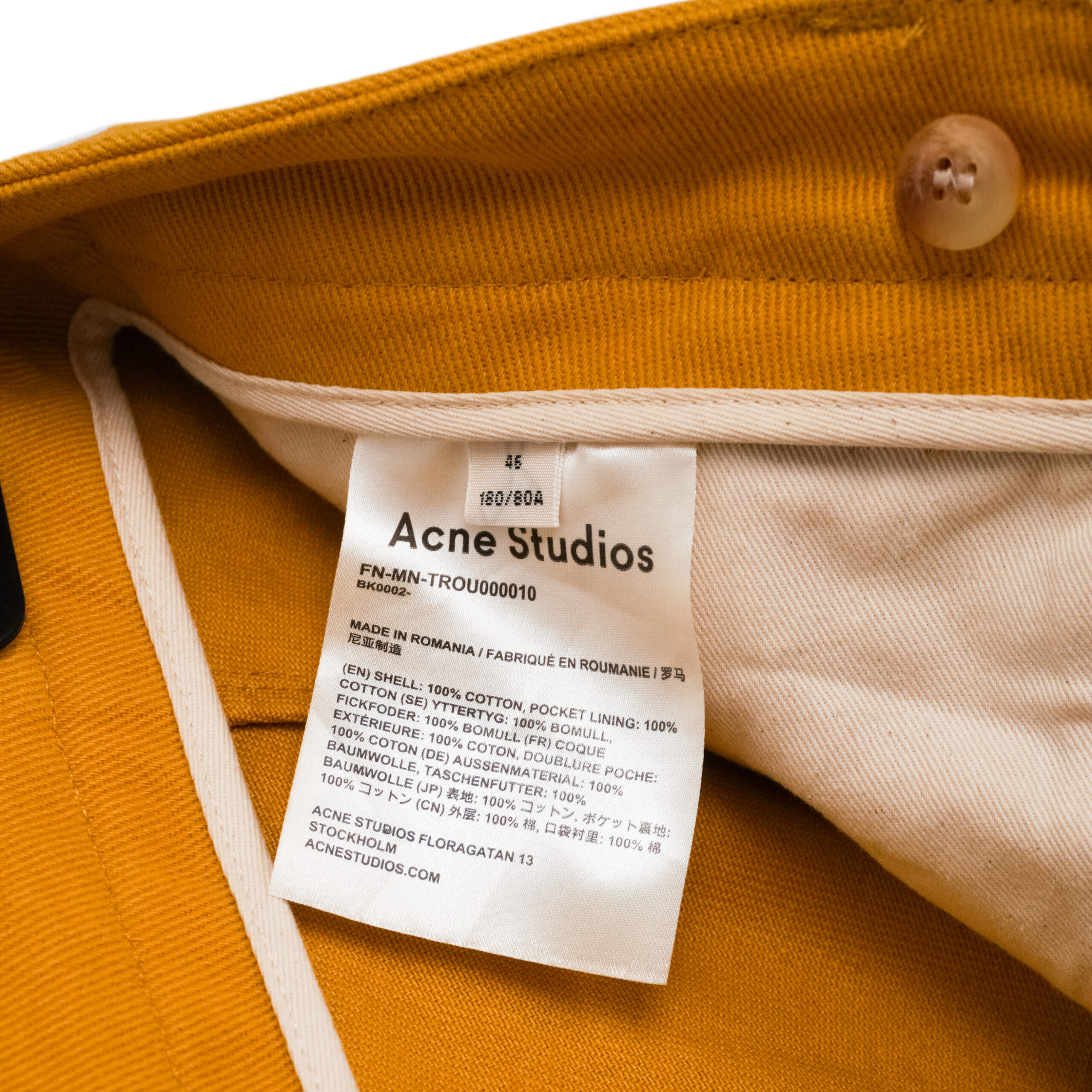 Acne Studios Mustard Brown Pocket Work Twill Trouser Pants — photo 8