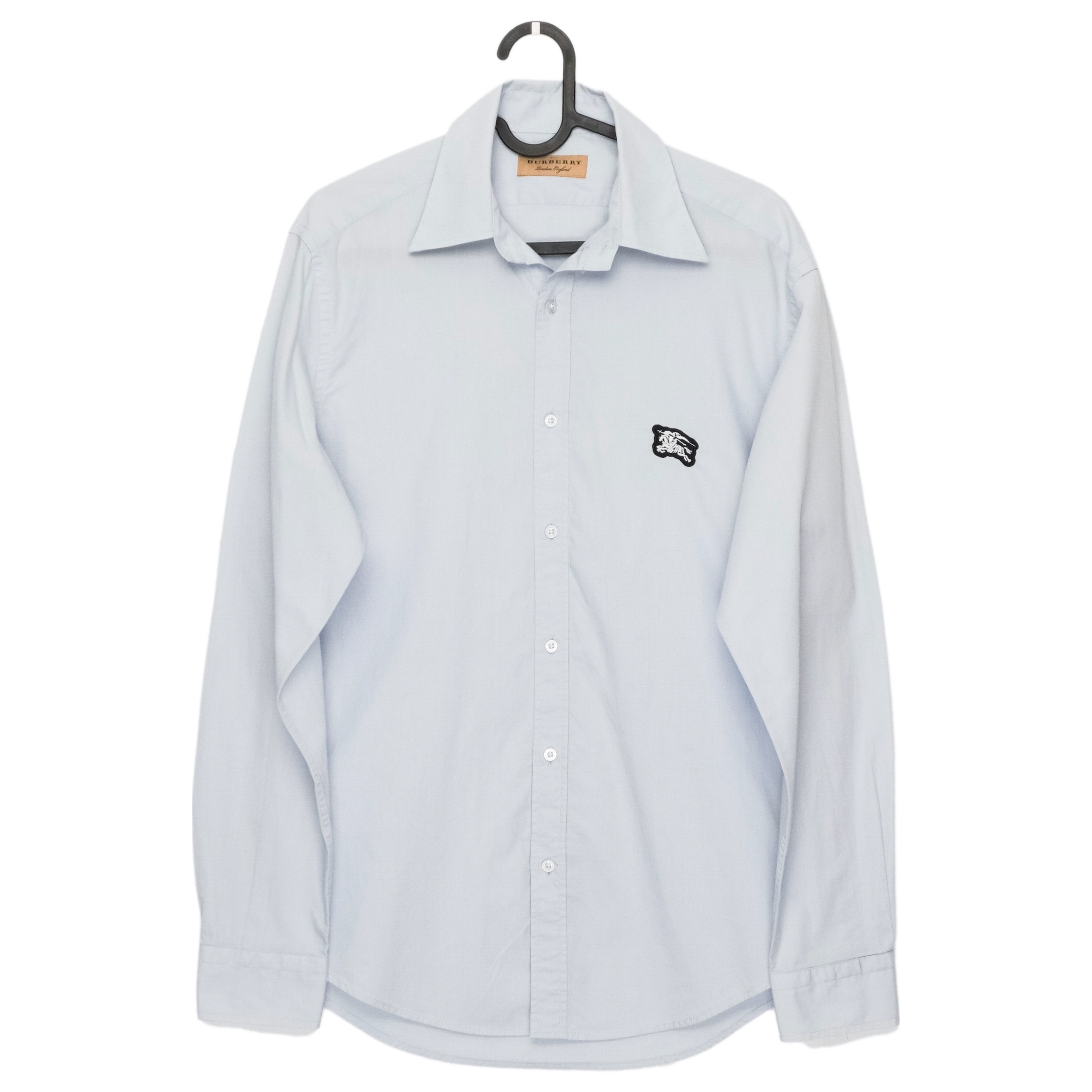Burberry Equestrian Knight Embroidery Logo Light Blue Shirt