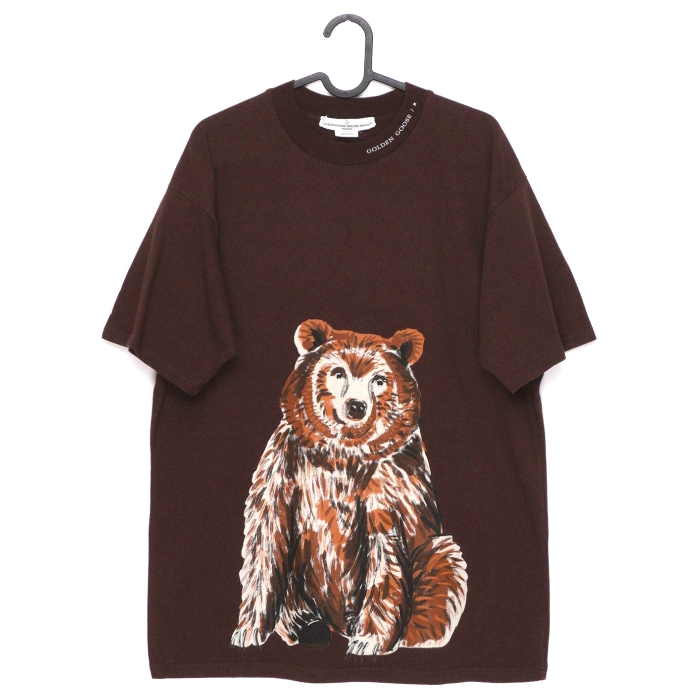 Golden Goose Bear Logo Print Oversized Brown Tee Shirt