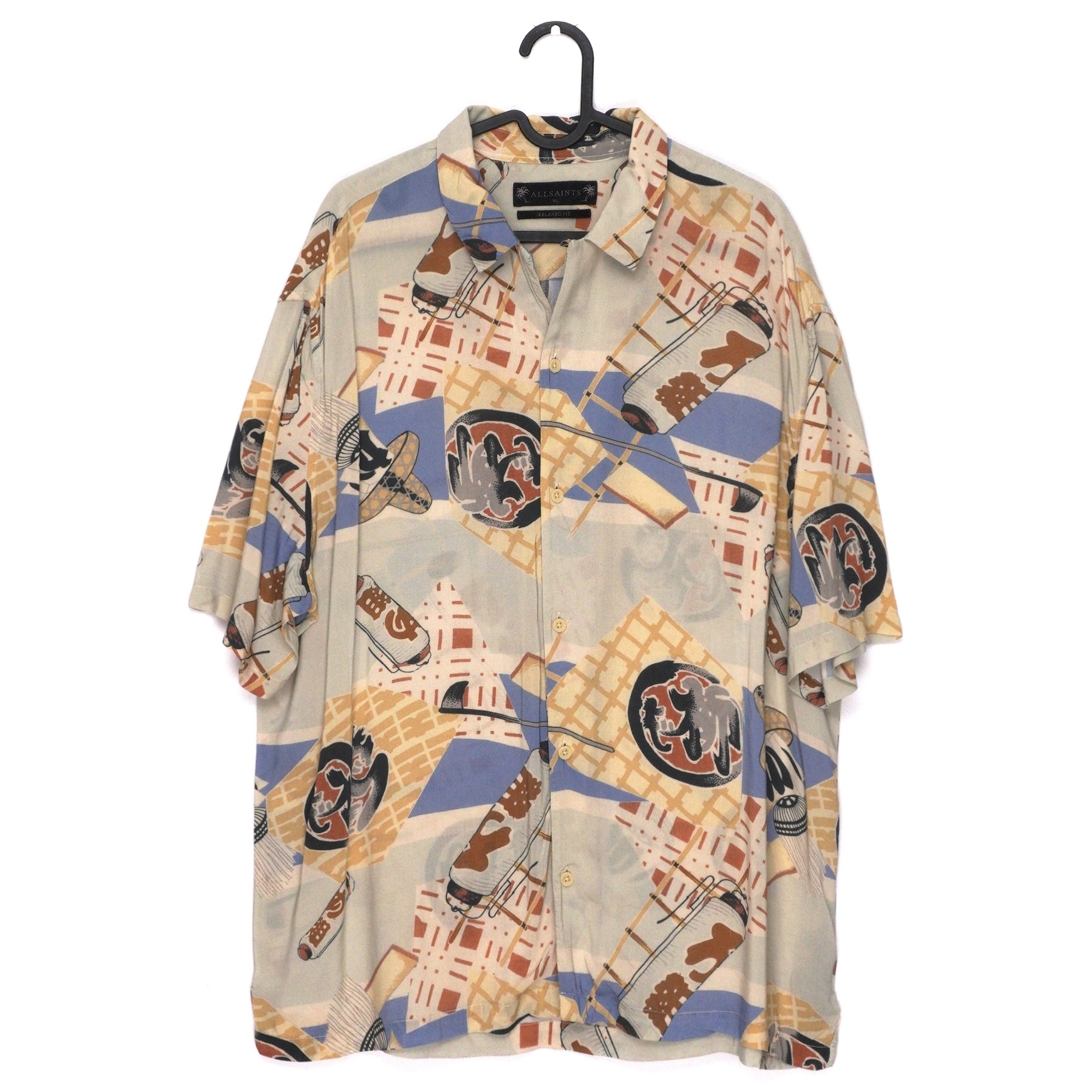 Allsaints Japan Print Summer Hawaiian Relaxed Fit Shirt