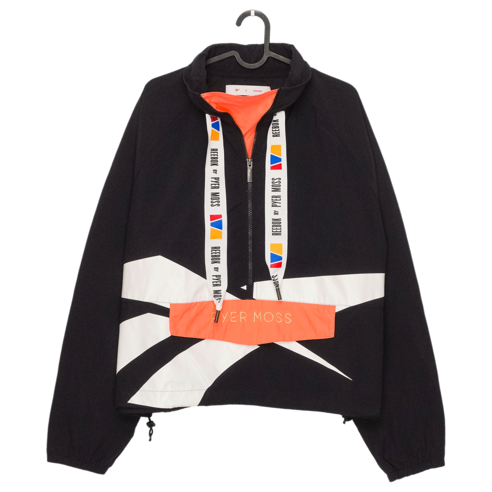 Pyer Moss Reebok Big Logo Black Windbreaker Anorak Jacket