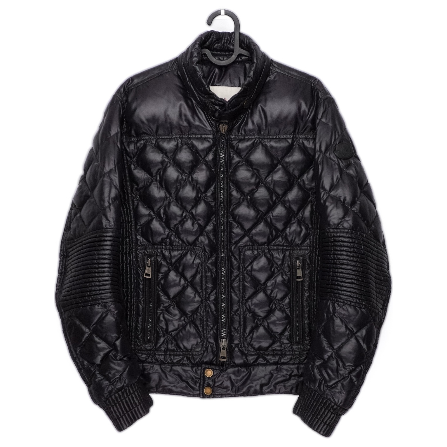 Vintage Moncler Biker Black Logo Down Puffer Jacket