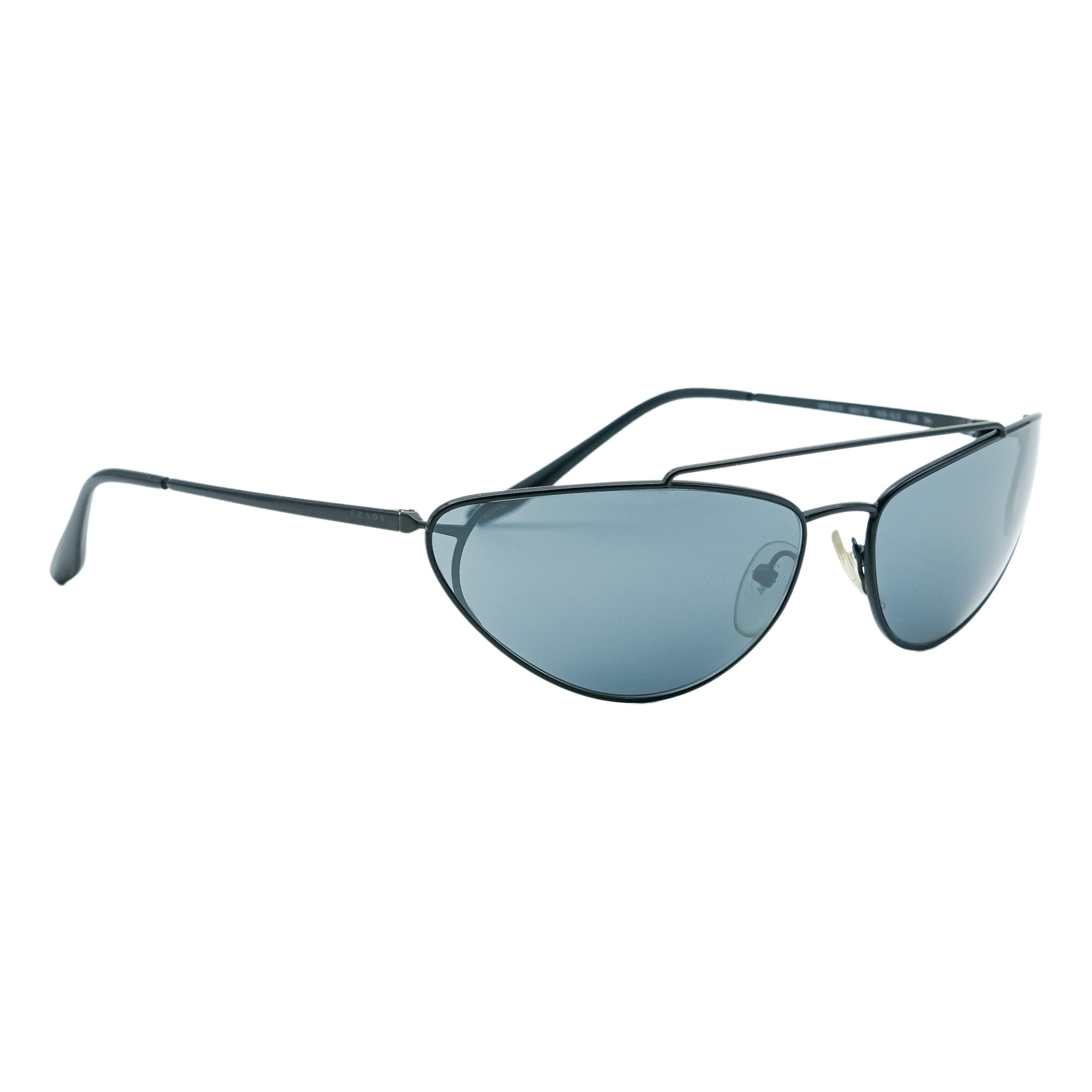 Prada SPR 62V Cat Eye Black Metal Sunglasses