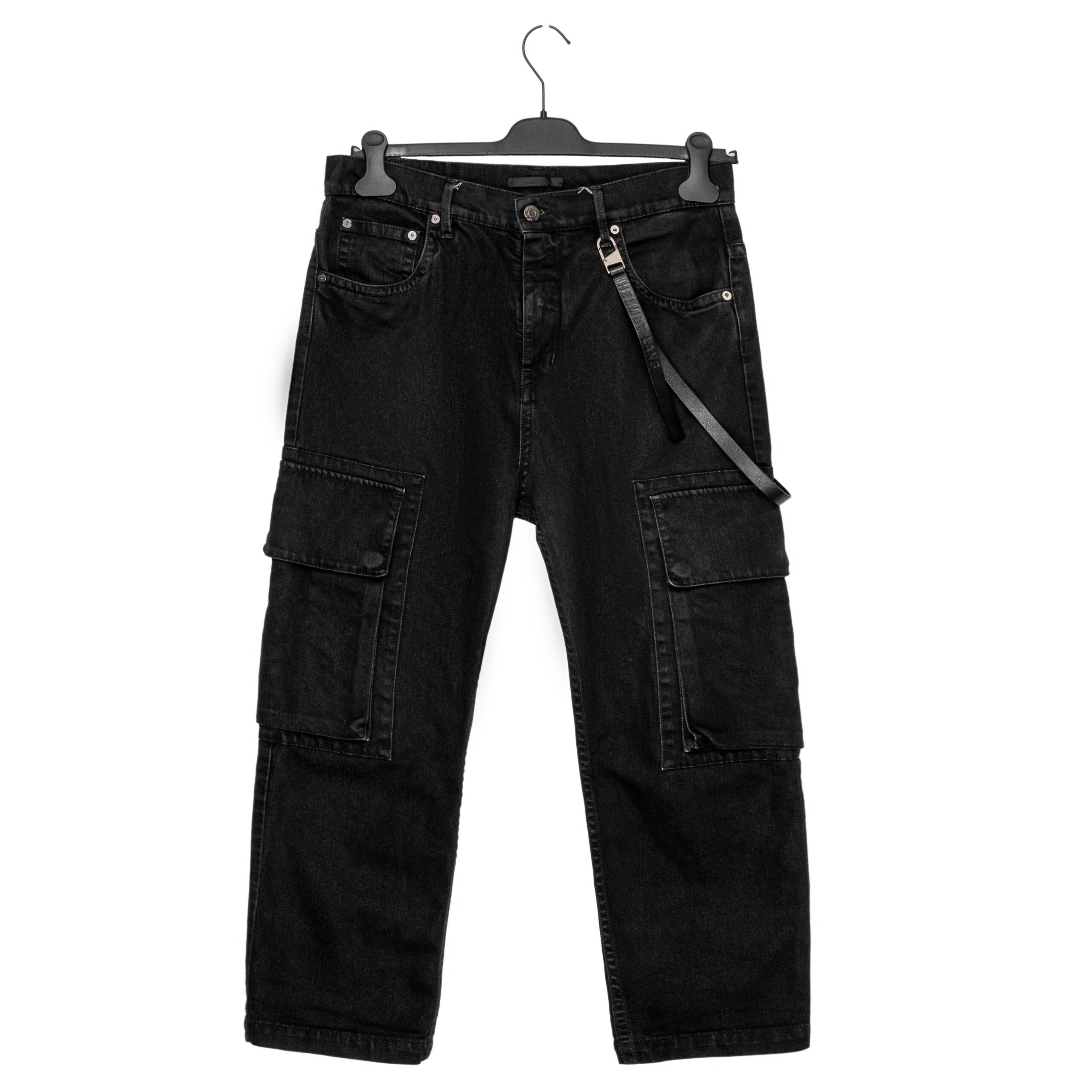 Helmut Lang Bondage Black Stonewash Denim Jean Cargo Pants