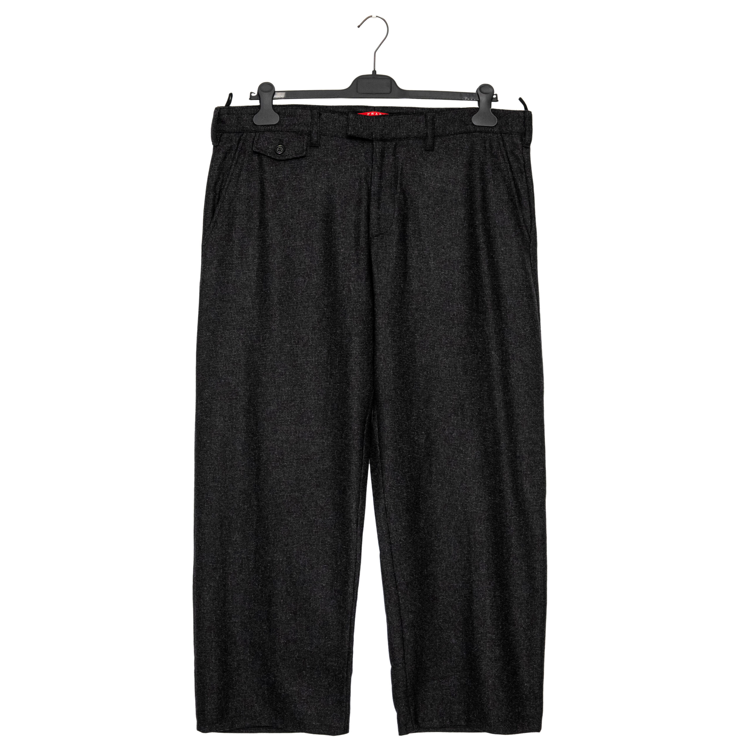 Prada 2008 Linea Rossa Black Logo Knit Wool Trouser Pants