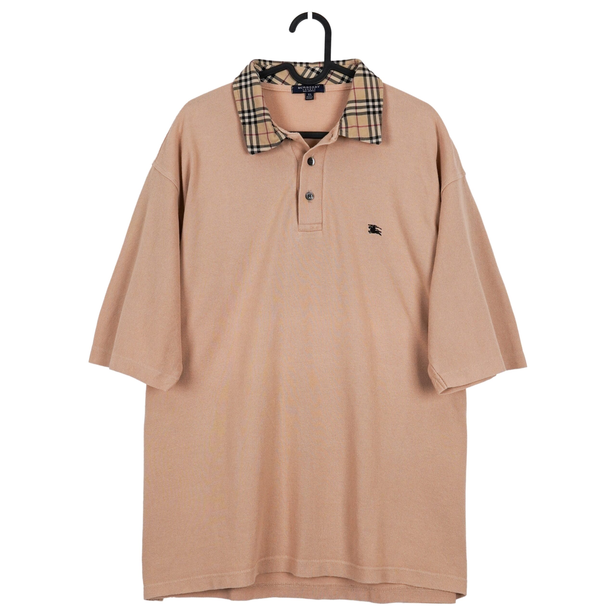 Burberry Equestrian Knight Logo Beige Relaxed Fit Polo Shirt