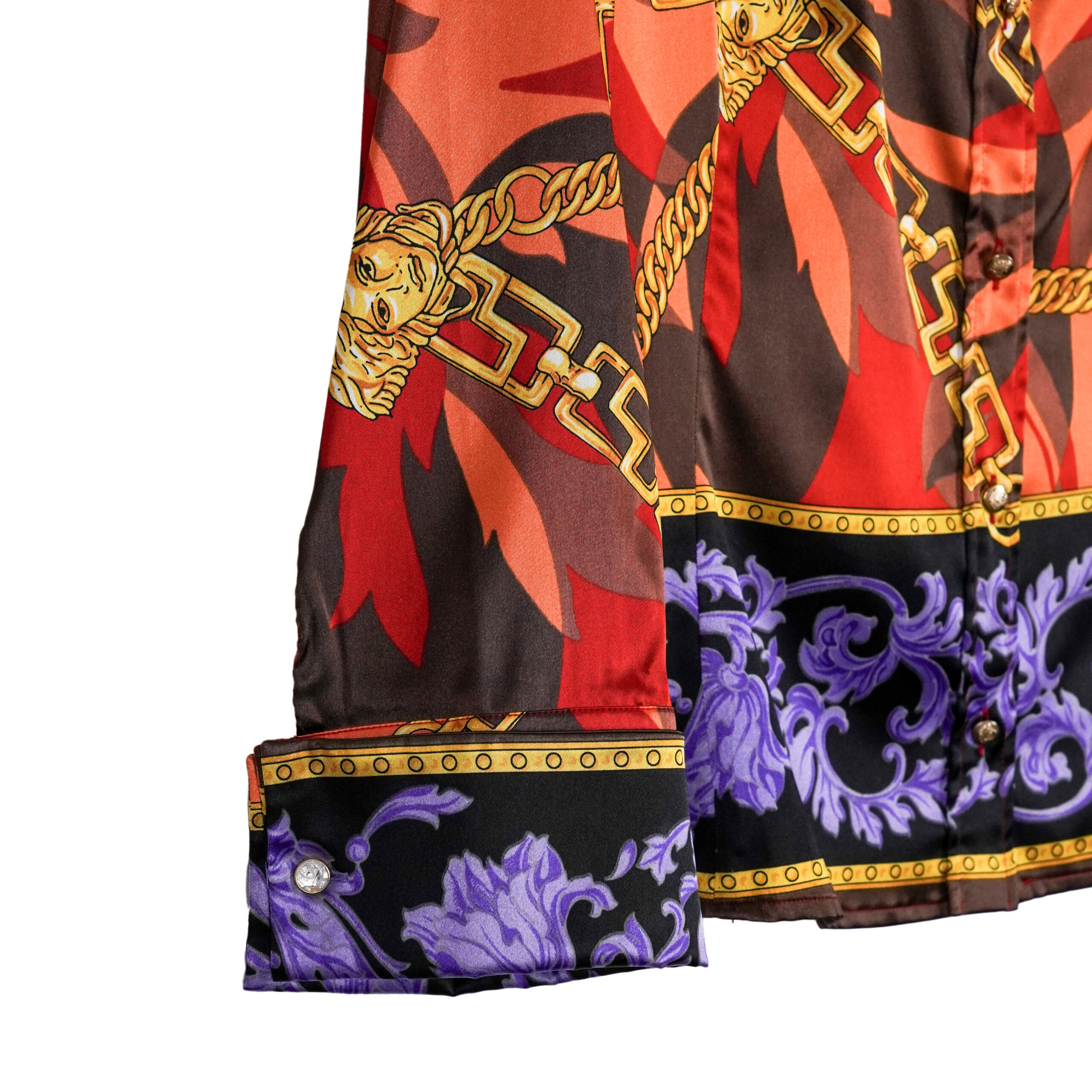 Versace Medusa Flame Gold Chain Medallion Print Shirt — photo 8