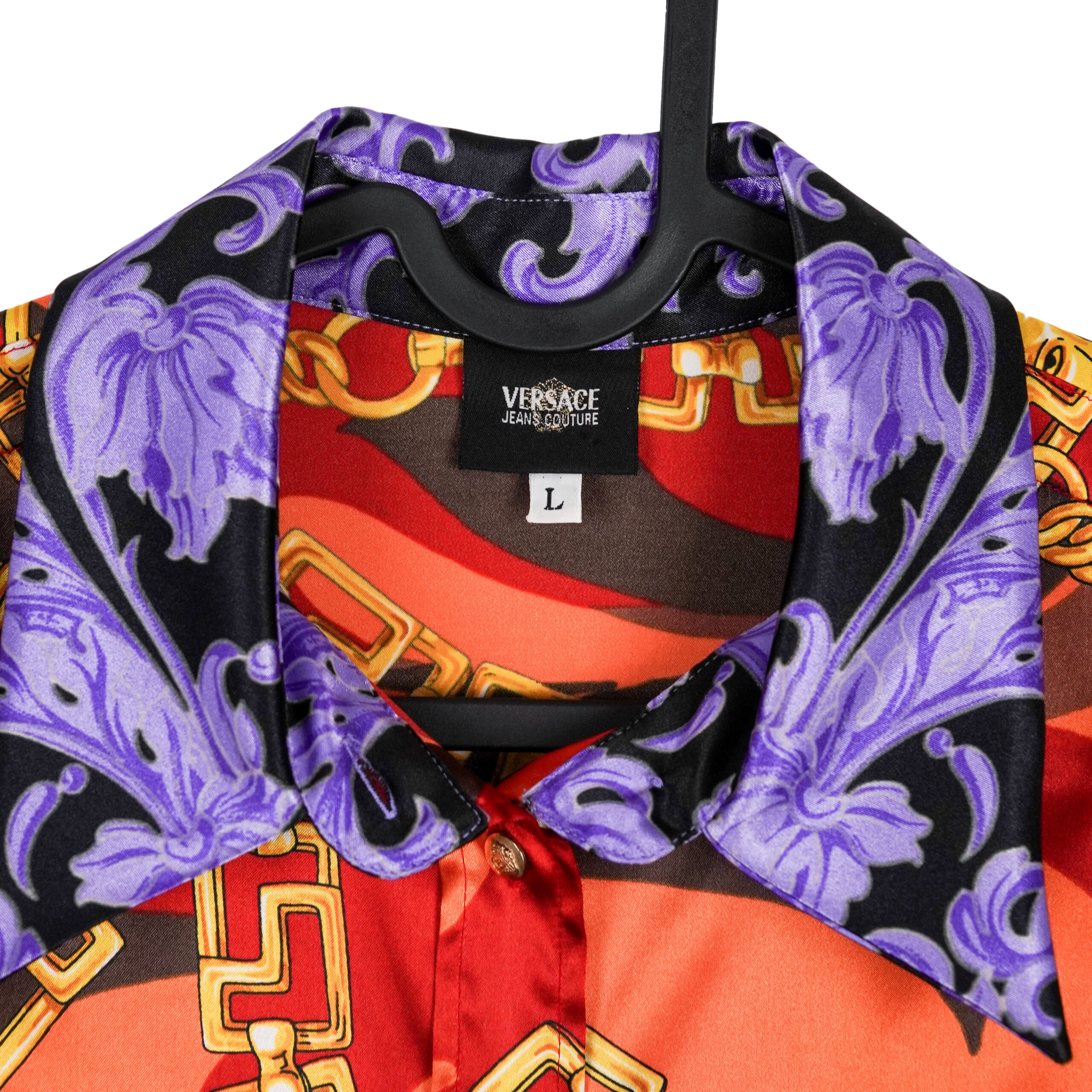 Versace Medusa Flame Gold Chain Medallion Print Shirt — photo 3