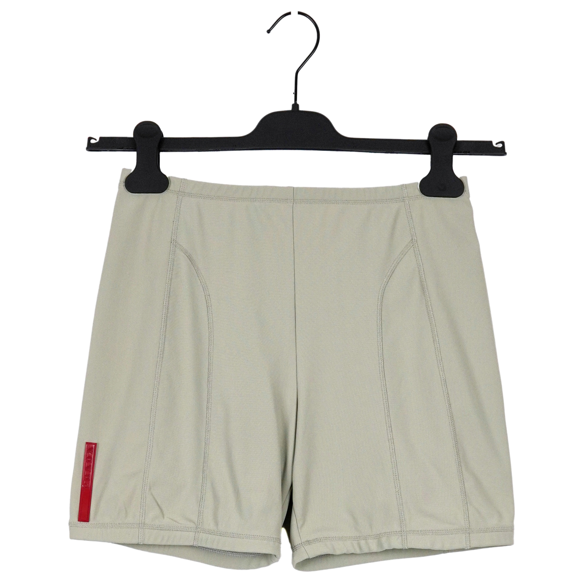 Prada Linea Rossa Grey Red Tab Logo Stretch Sport Shorts