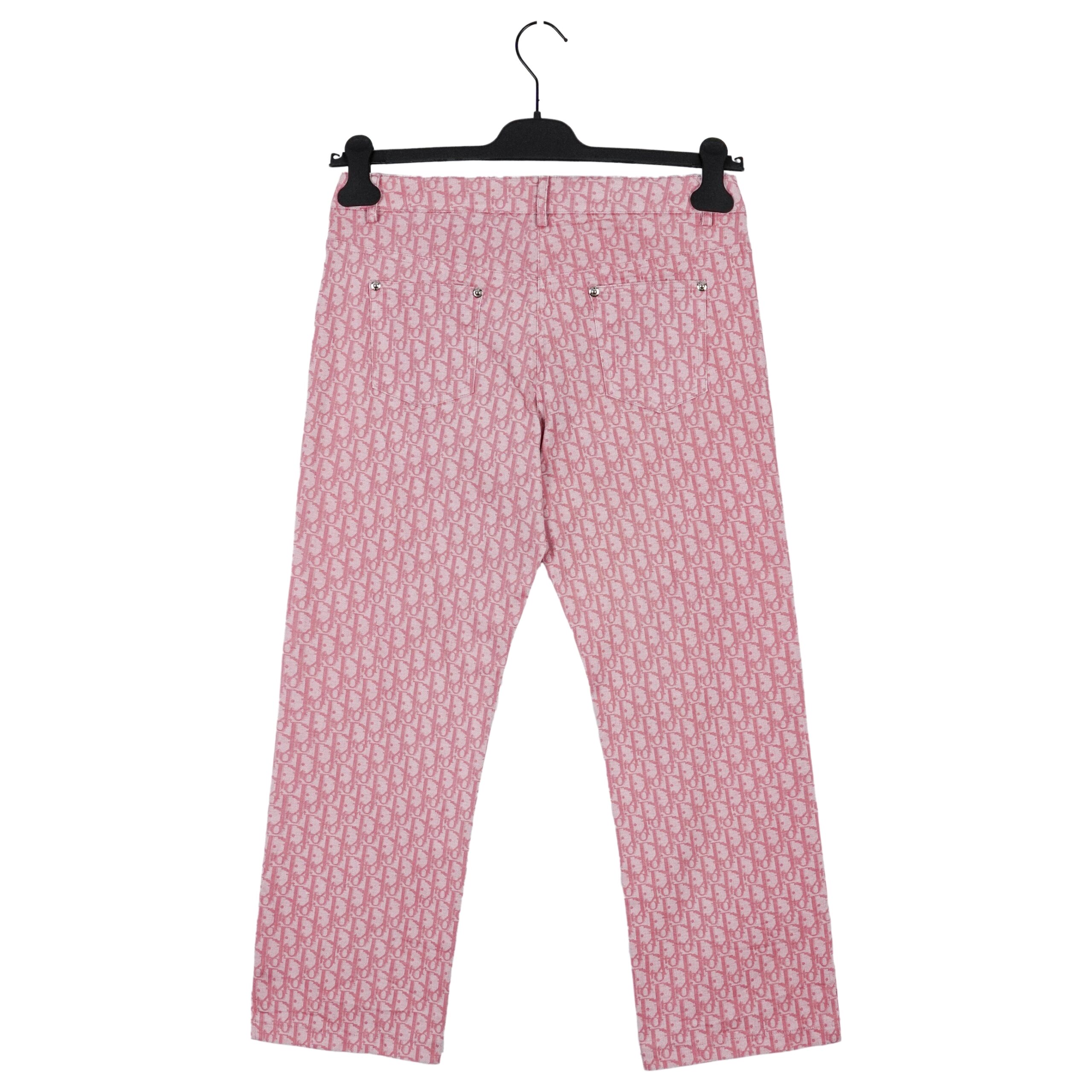 Vintage Dior Pink Monogram Jacquard Logo Pattern Jeans Pants — photo 3