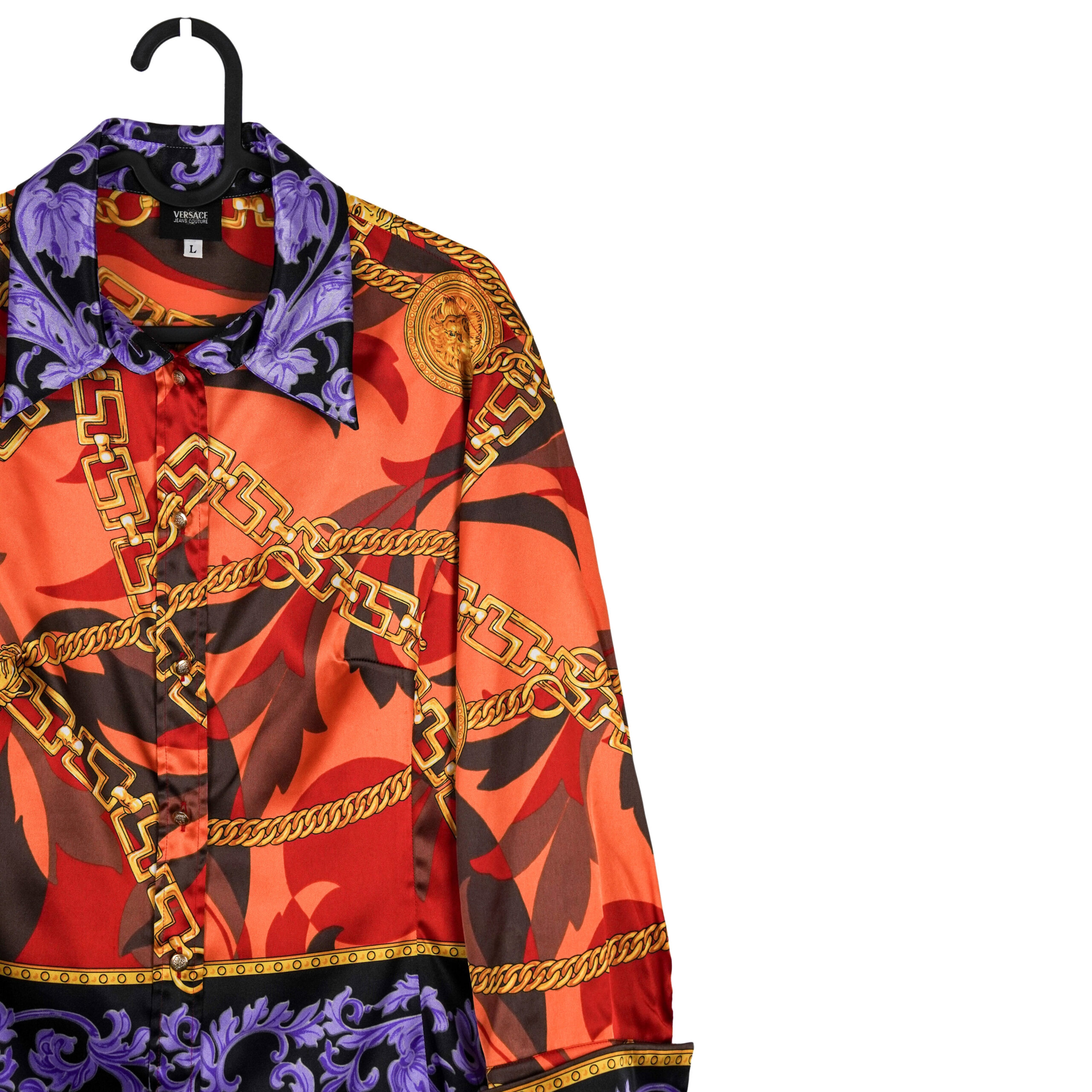 Versace Medusa Flame Gold Chain Medallion Print Shirt — photo 2
