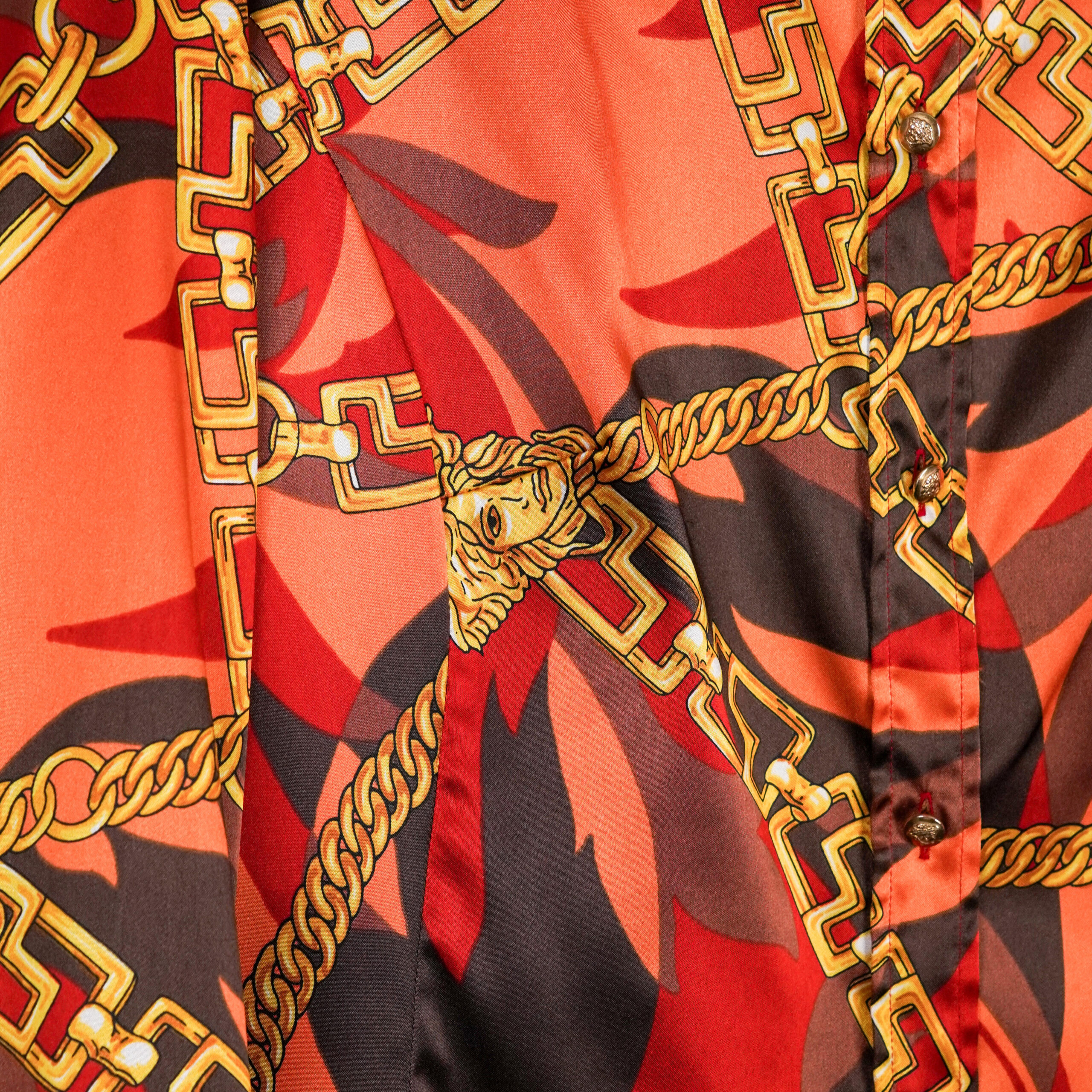 Versace Medusa Flame Gold Chain Medallion Print Shirt — photo 7
