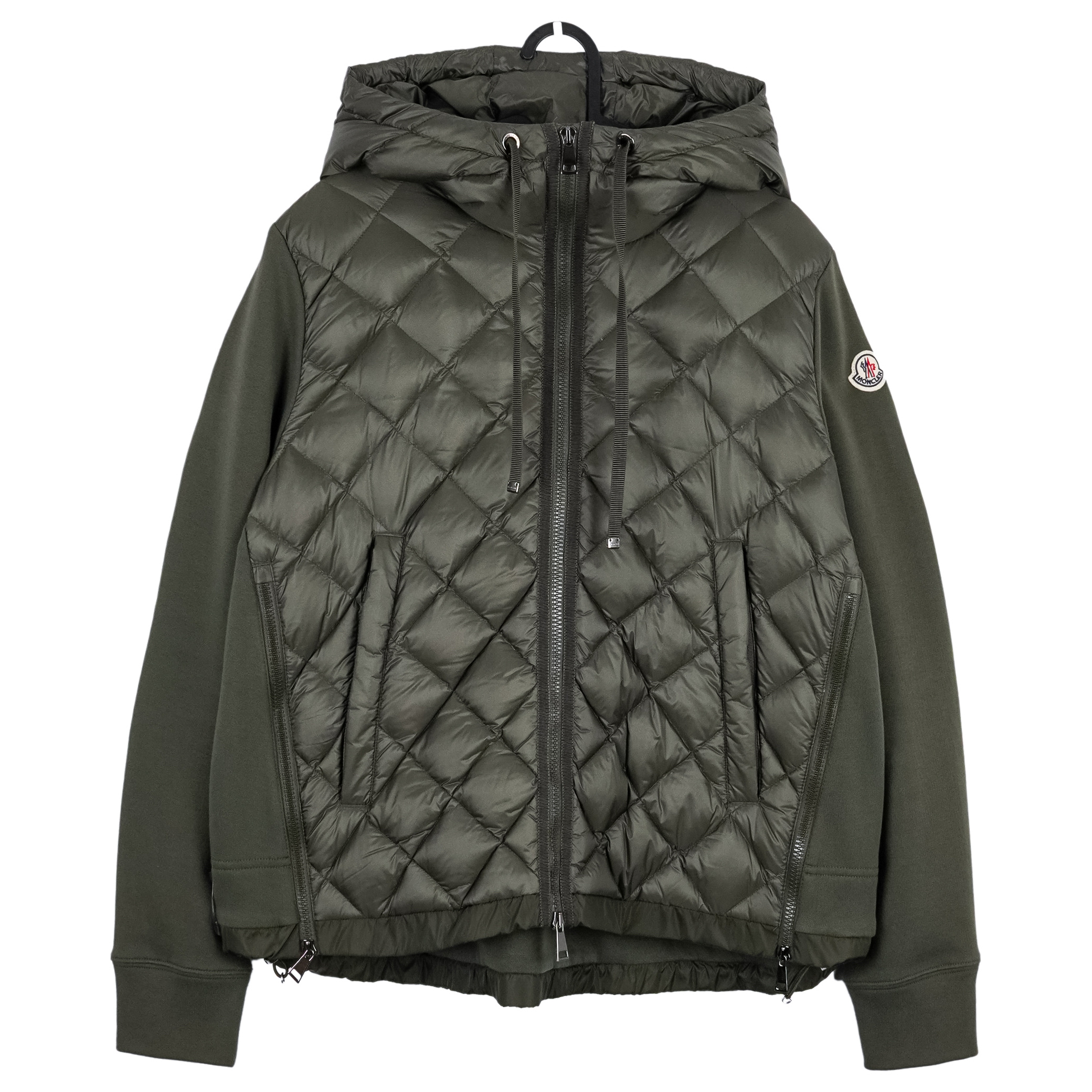 Moncler Olive Green Quilted Down Hooded Zip Cardigan Jacket