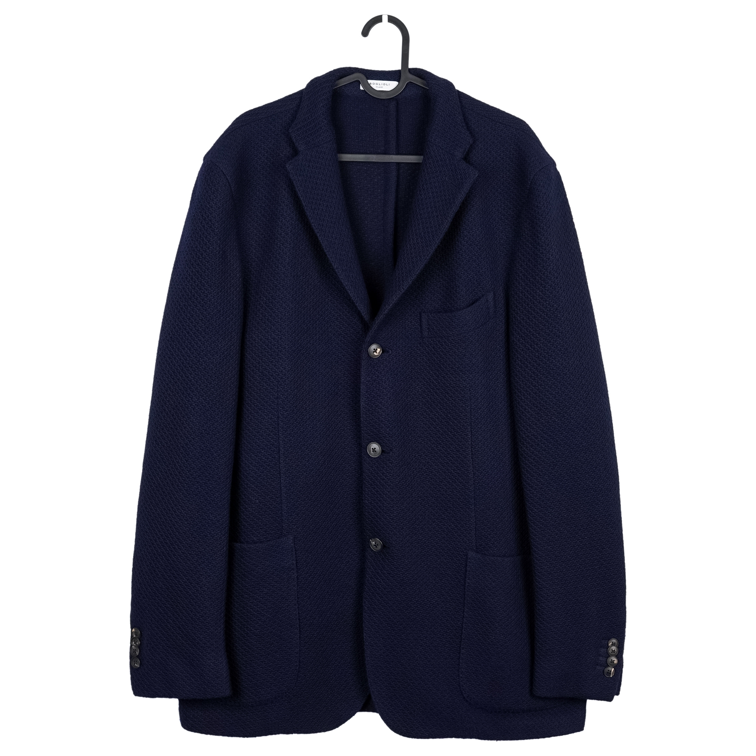Boglioli Deep Blue Pure Virgin Wool Textured Blazer K Jacket