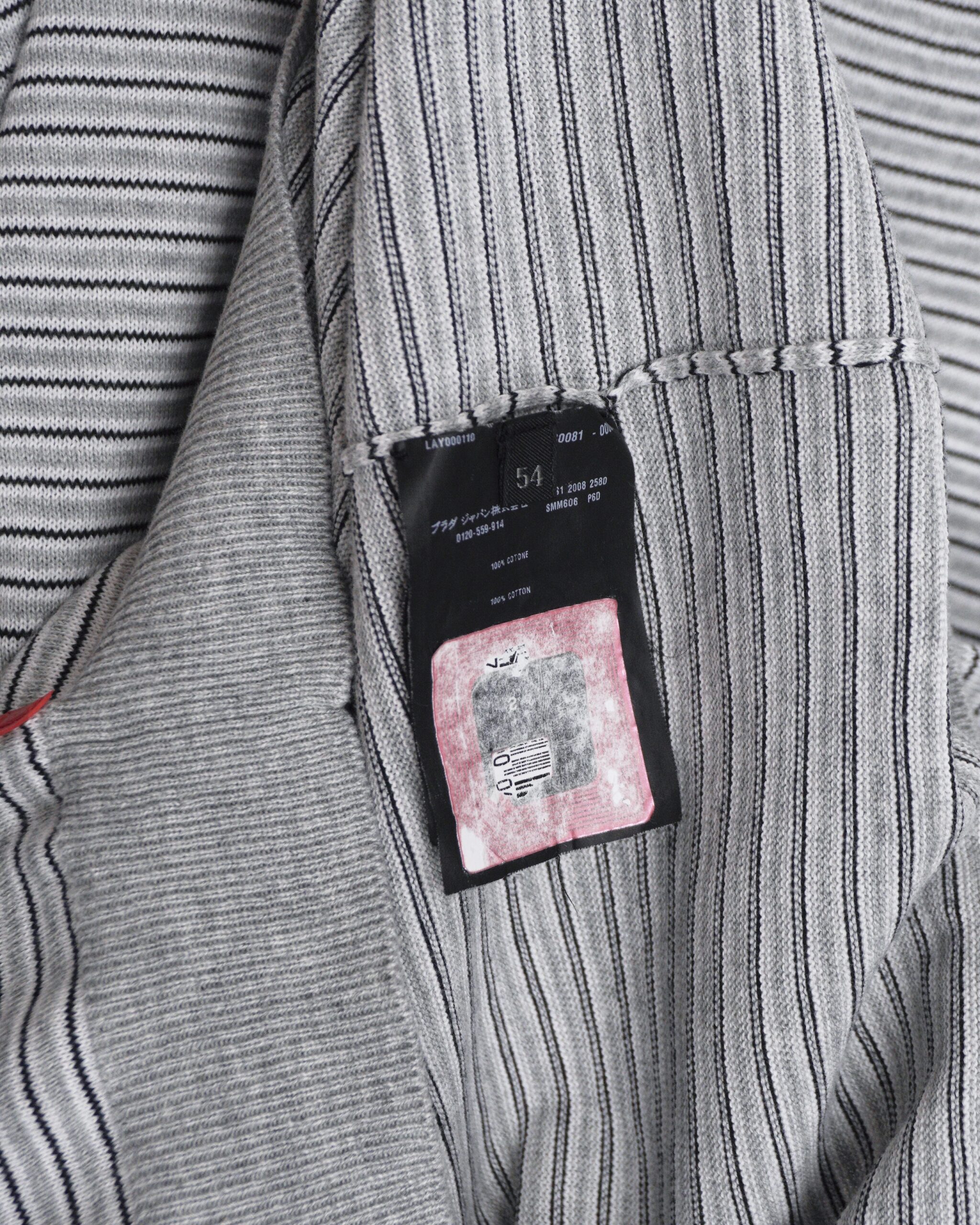 Prada Red Tab 2008 Striped Grey Knit Crewneck Sweater — photo 6