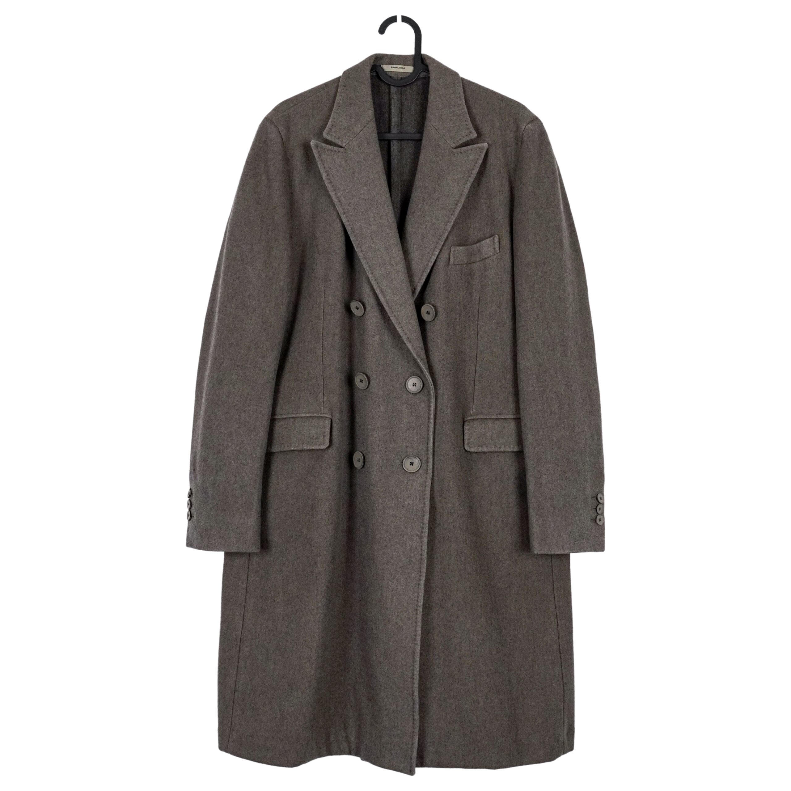 Boglioli Double Breasted Stone Gray Wool Women's Coat Jacket