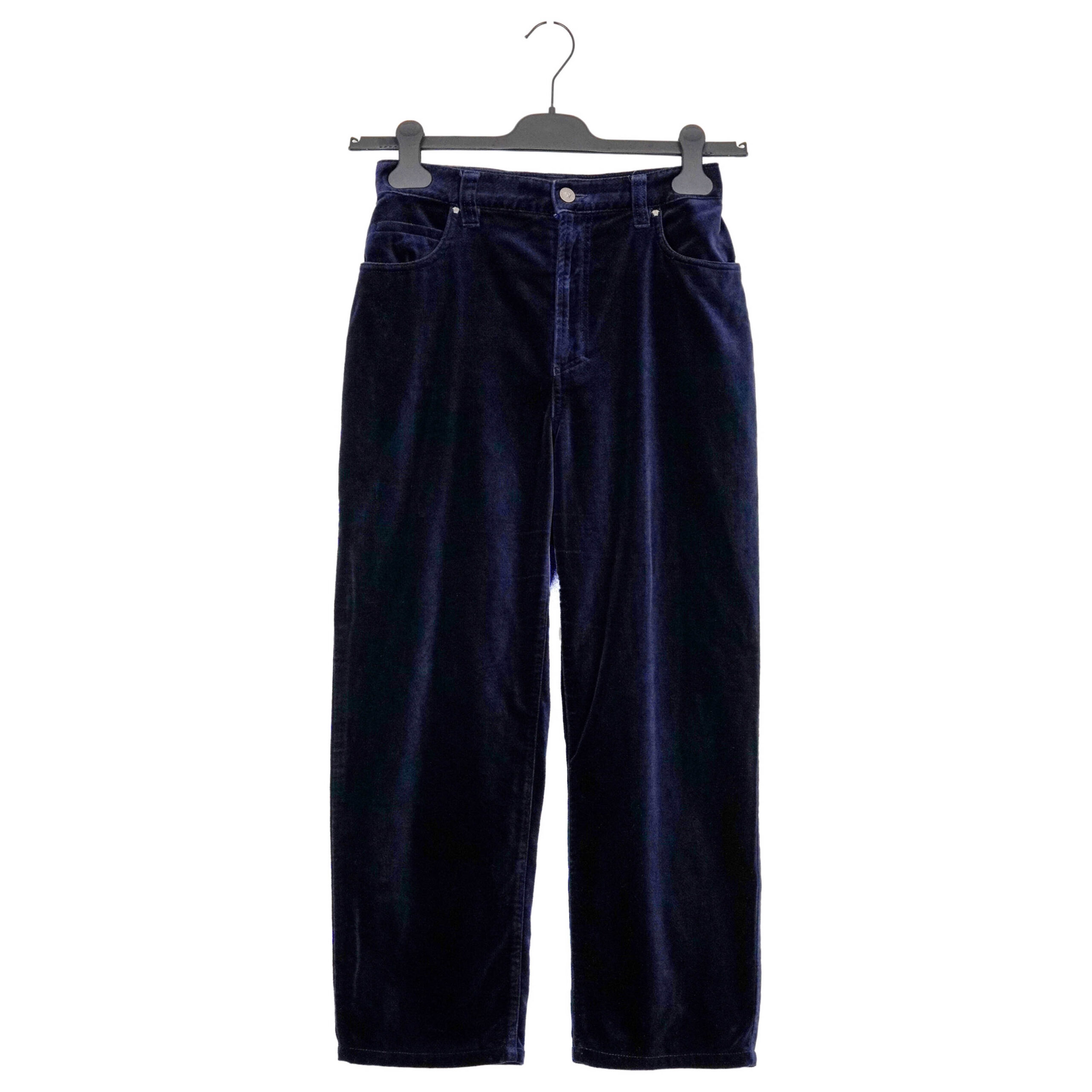 Versace Jeans Couture Navy Velvet Women's Trousers Pants