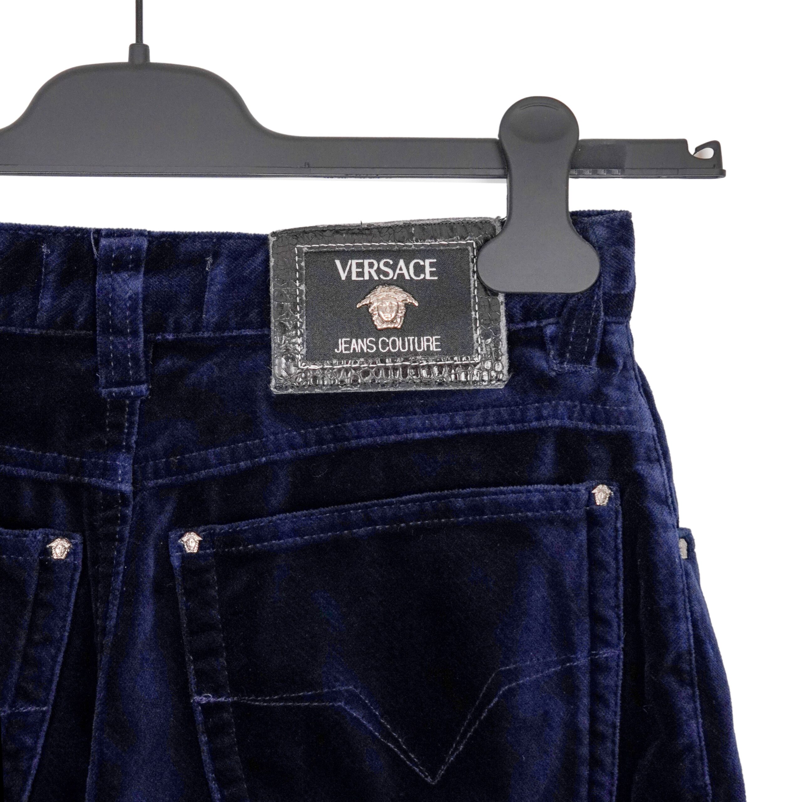 Versace Jeans Couture Navy Velvet Women's Trousers Pants — photo 6