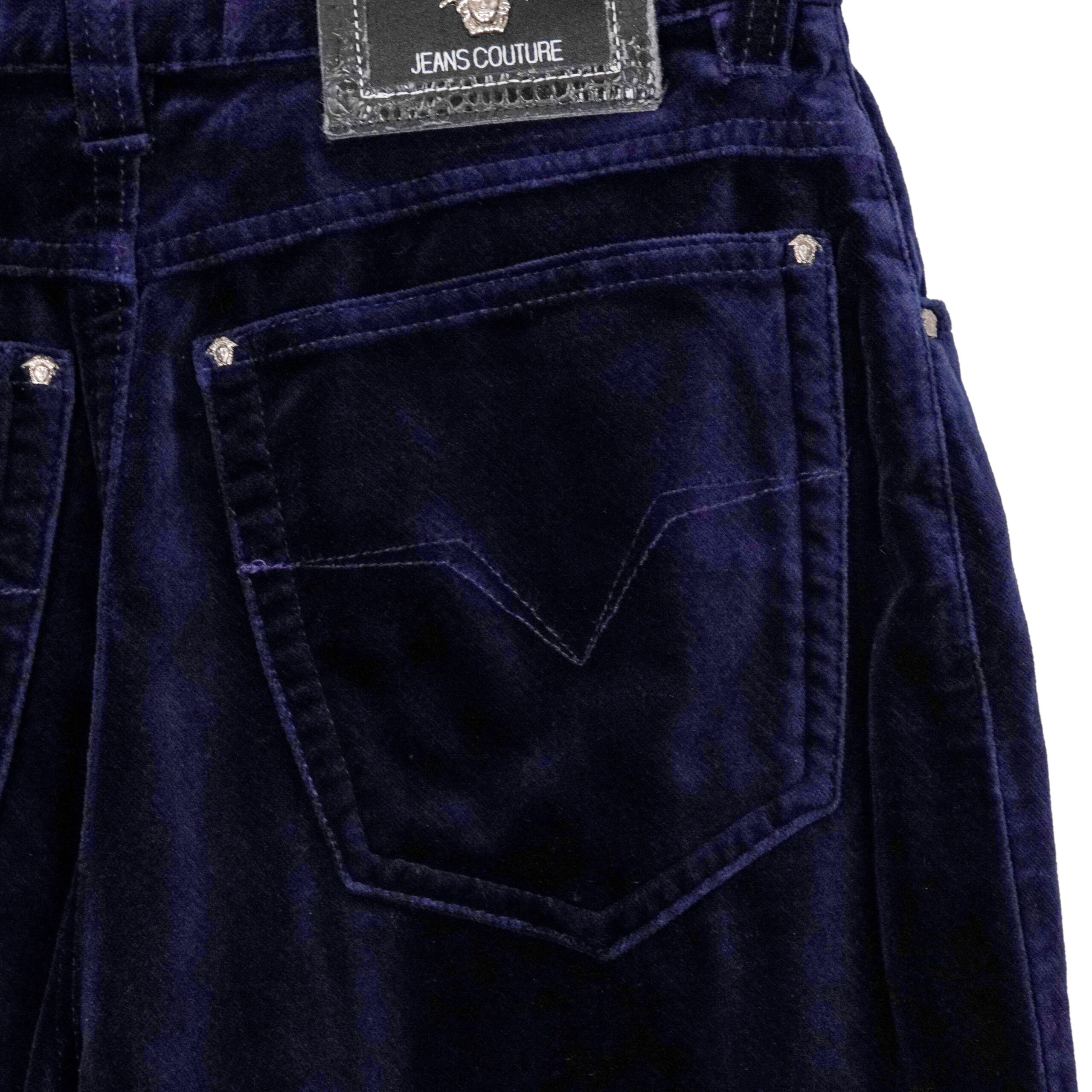 Versace Jeans Couture Navy Velvet Women's Trousers Pants — photo 7