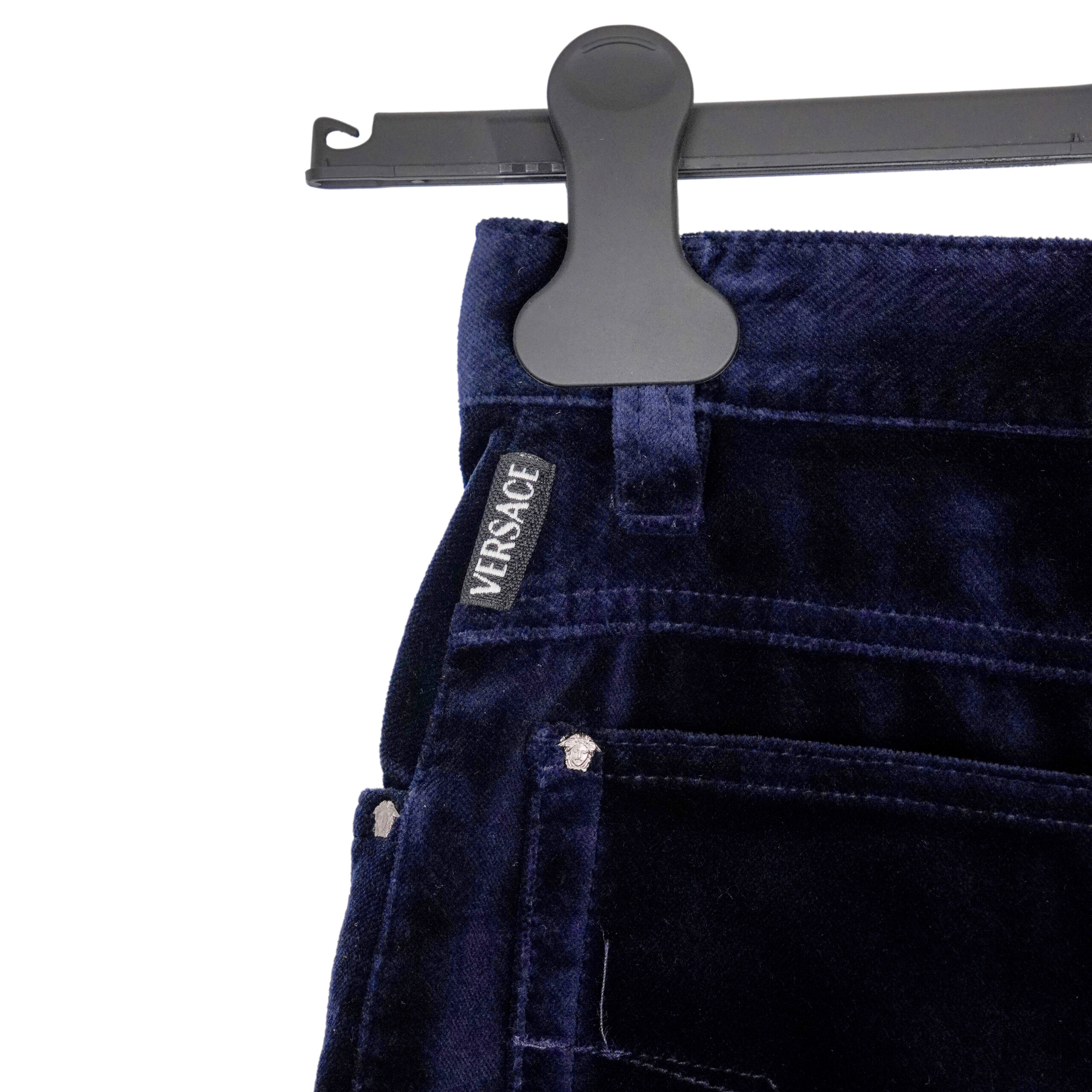 Versace Jeans Couture Navy Velvet Women's Trousers Pants — photo 8