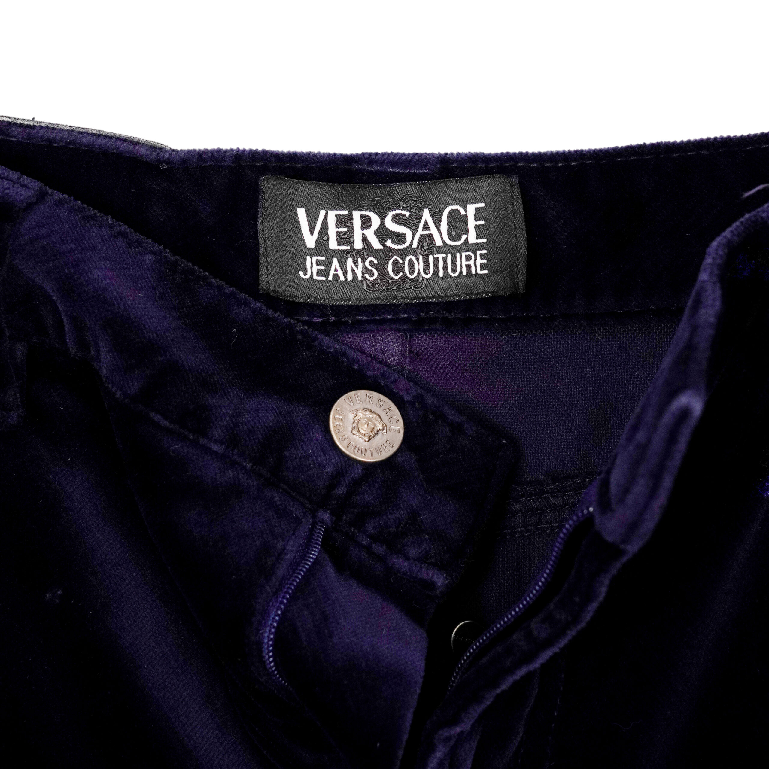 Versace Jeans Couture Navy Velvet Women's Trousers Pants — photo 5