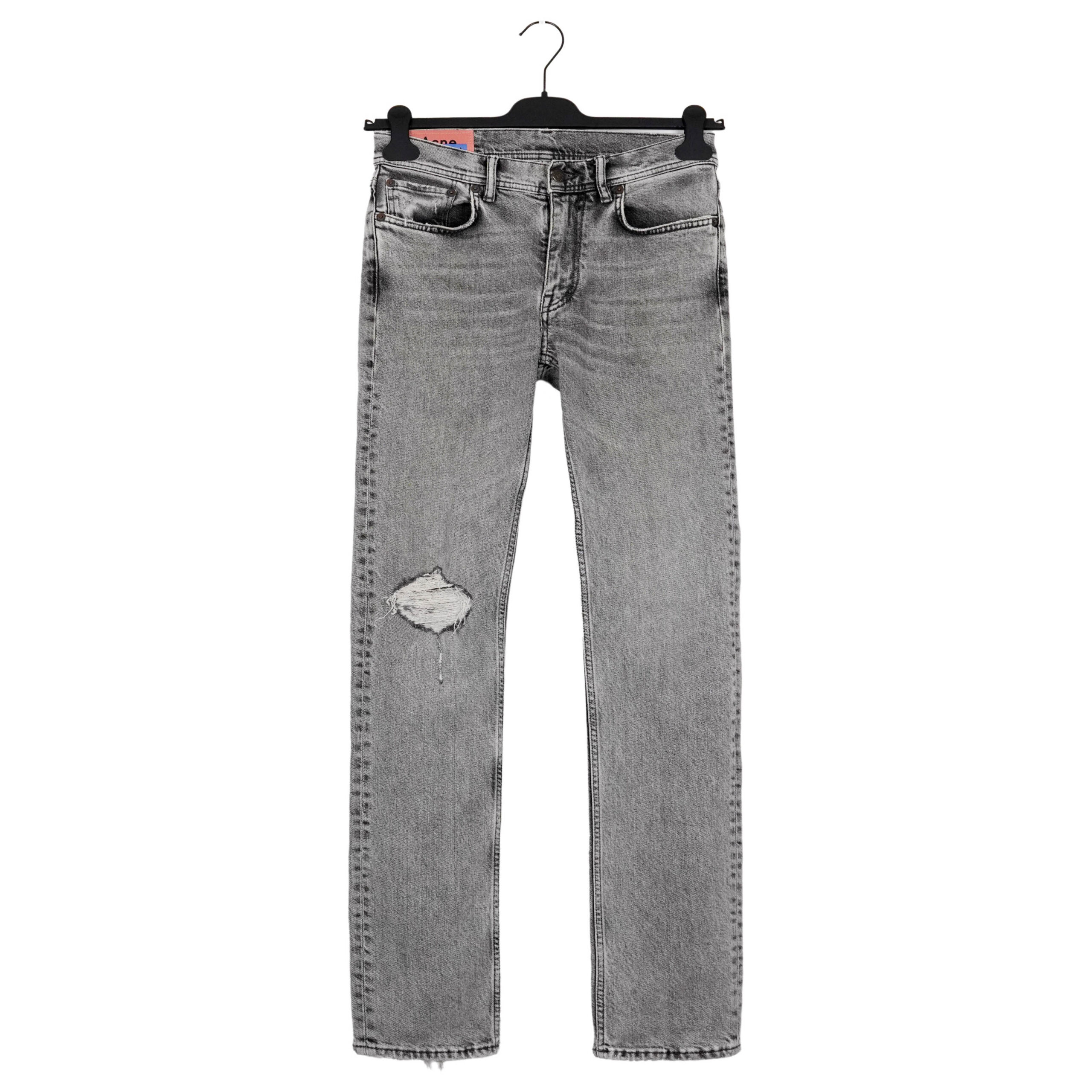 Acne Studios Bla Konst Wash Gray Sim Fit Patched Pants Jeans