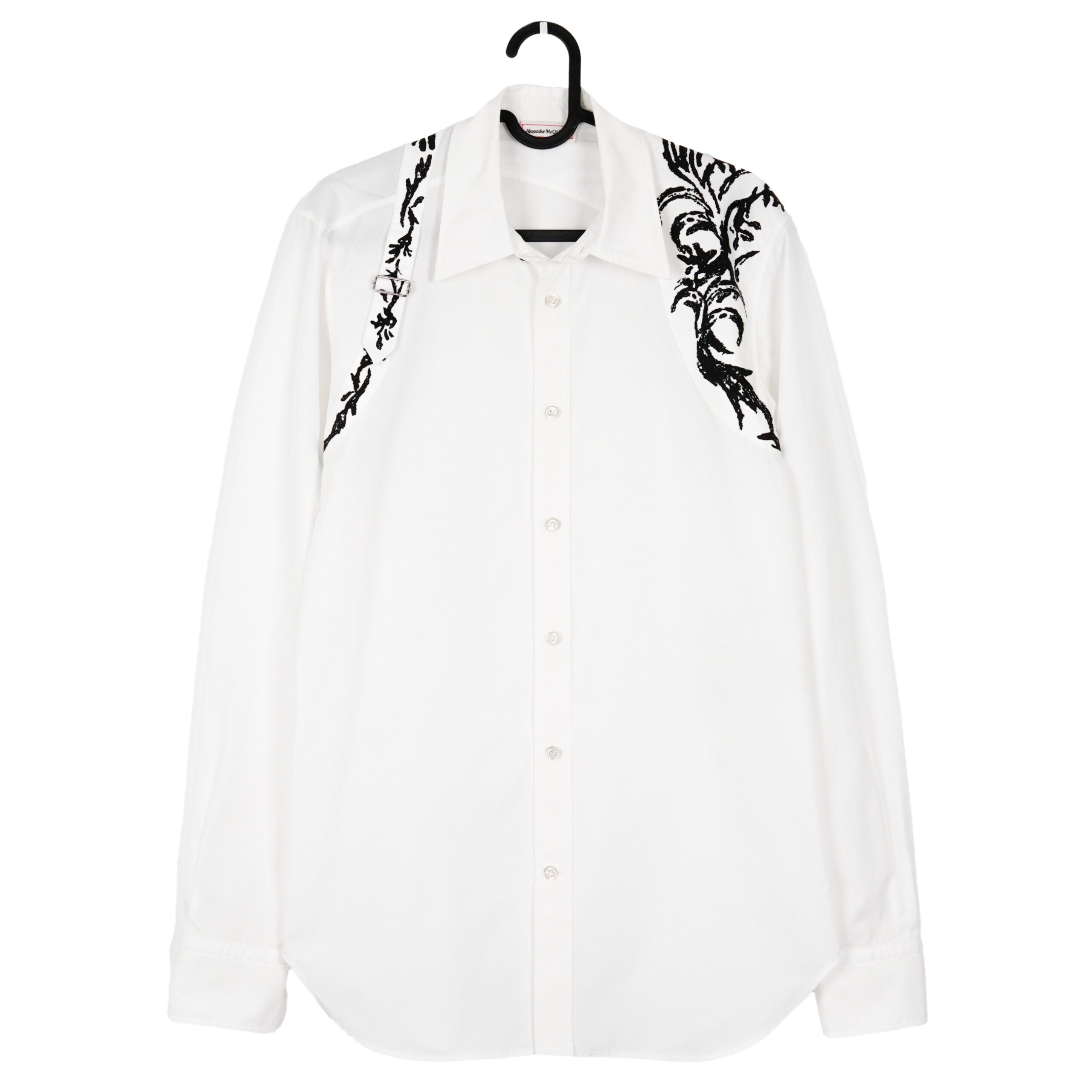 Alexander McQueen Harness Bondage Print White Button Shirt