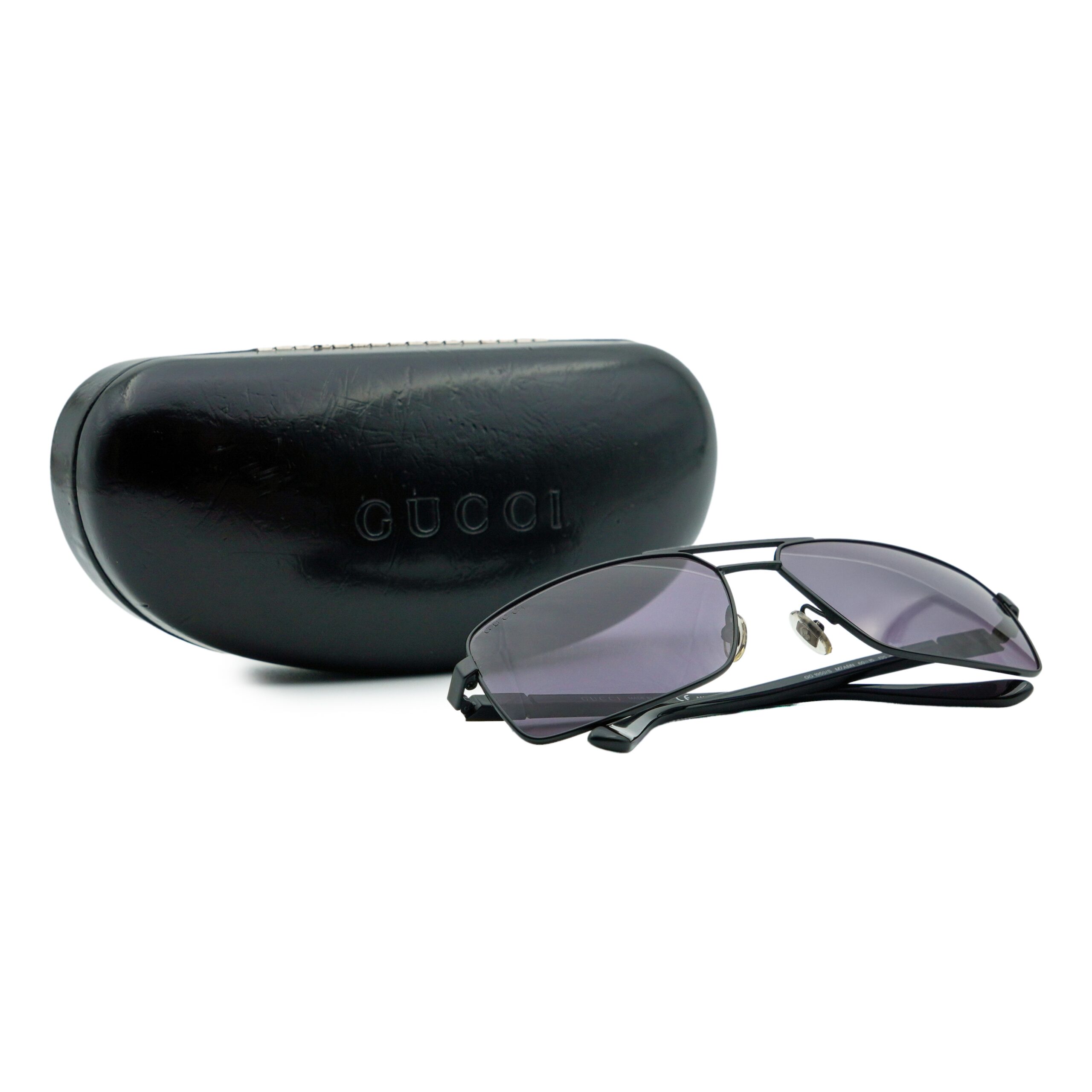 Vintage Gucci GG 1950 Black Logo Rectangular Sunglasses — photo 9