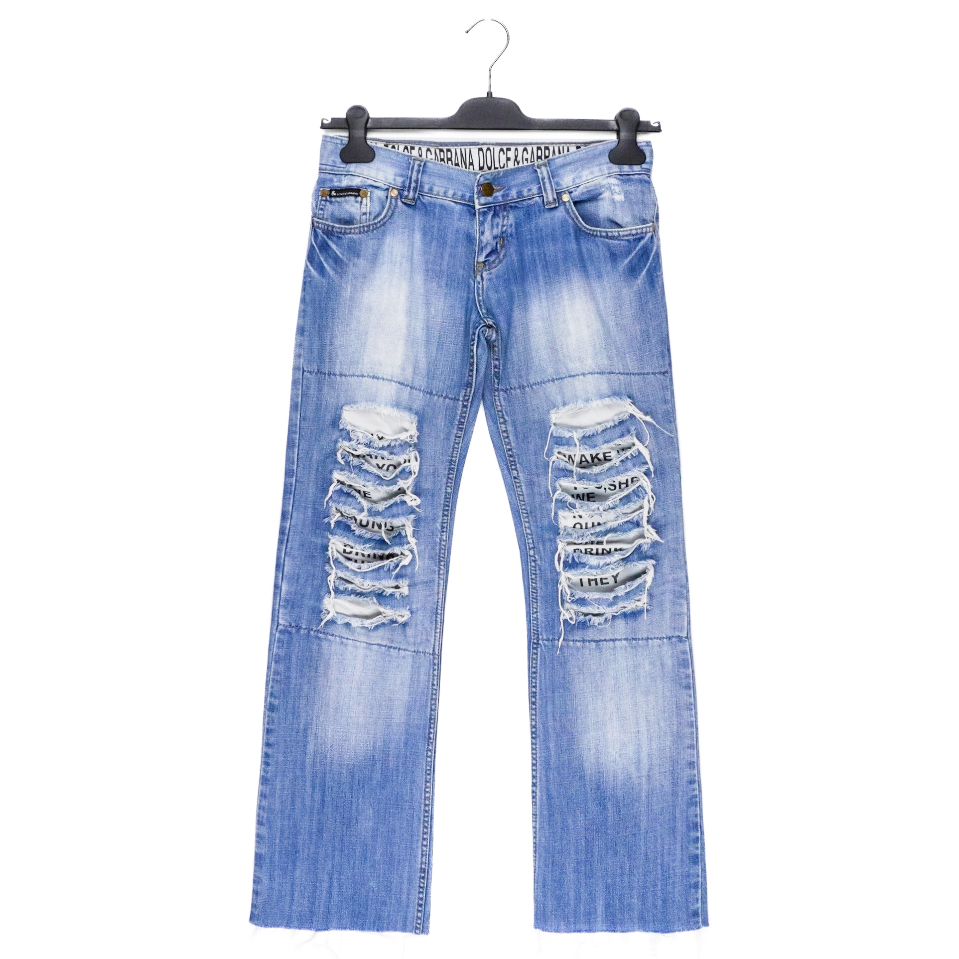 Vintage Archive Dolce Gabbana FW05 White Poem Flared Jeans