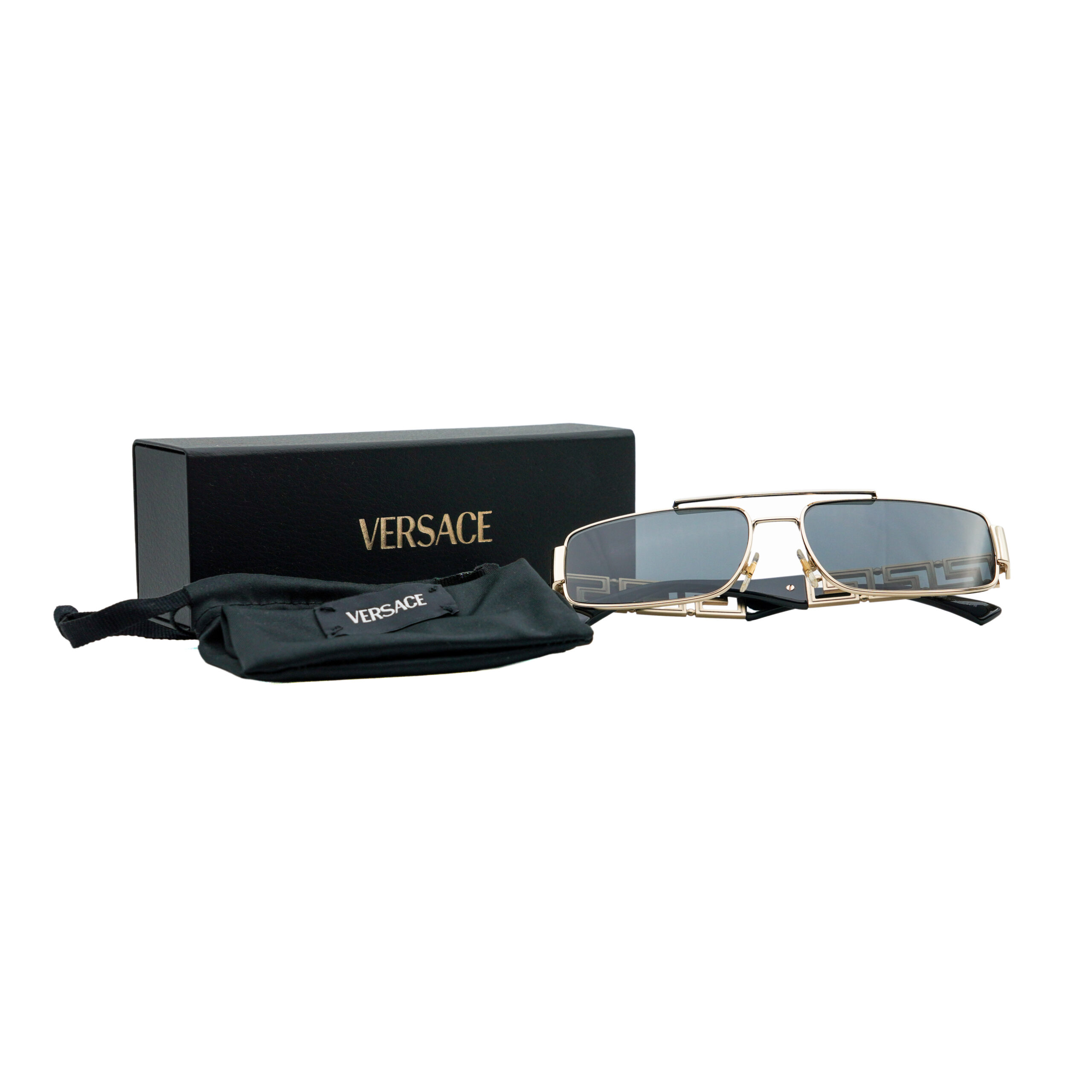 Versace MOD 2257 Gold Greca Logo Rectangular Sunglasses — photo 7