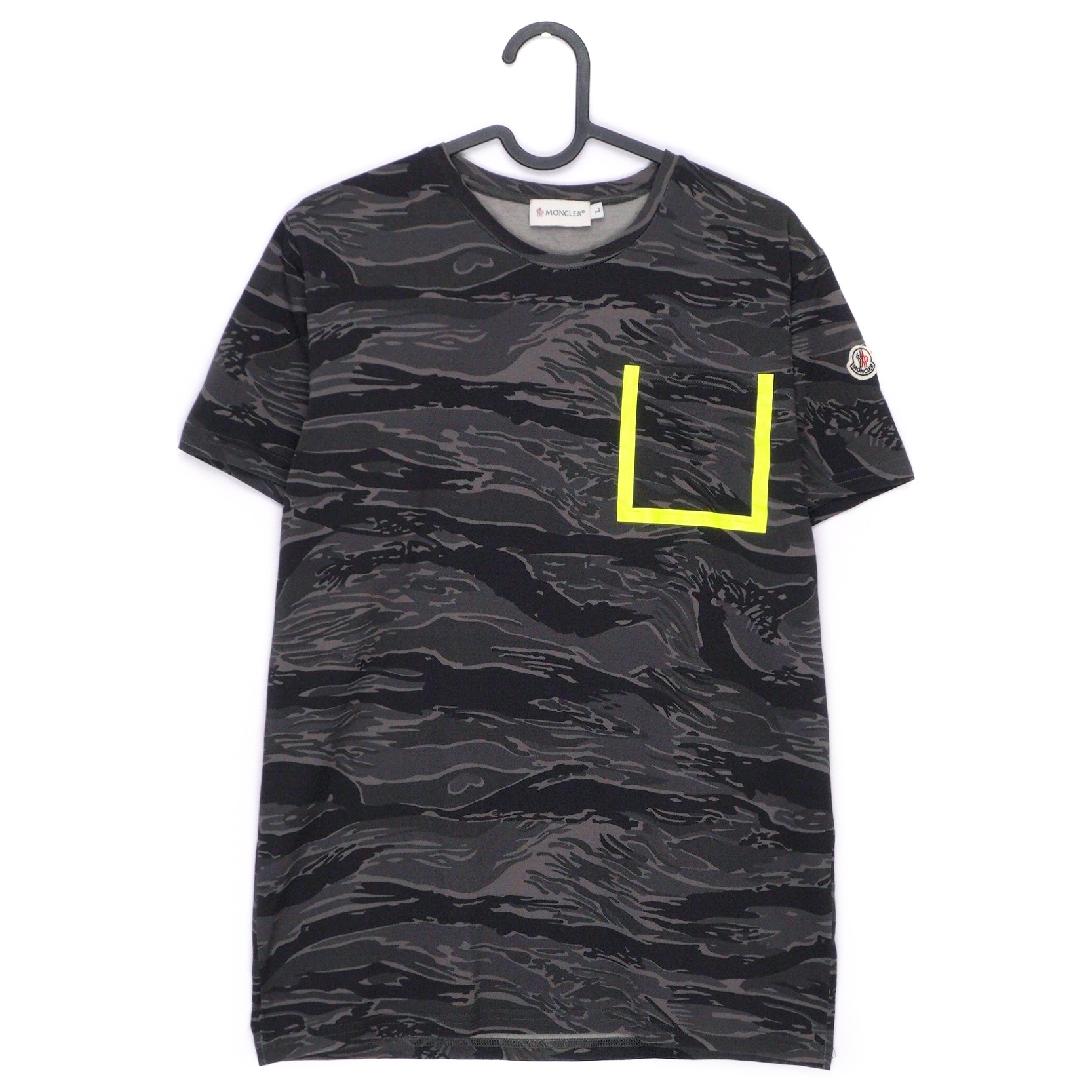 Moncler Military Khaki Green Pocket Logo Slim Fit T-Shirt