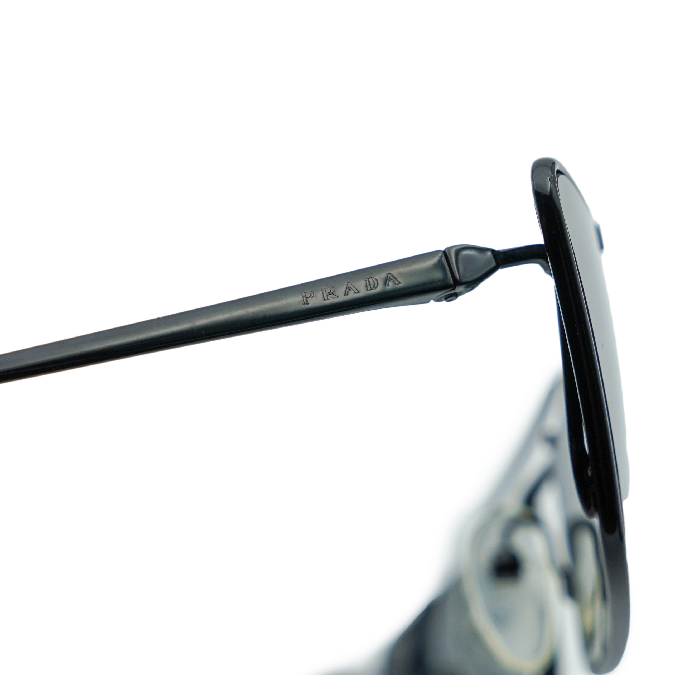 Prada SPR 64U Cat Eye Rectangular Metal Black Sunglasses — photo 7