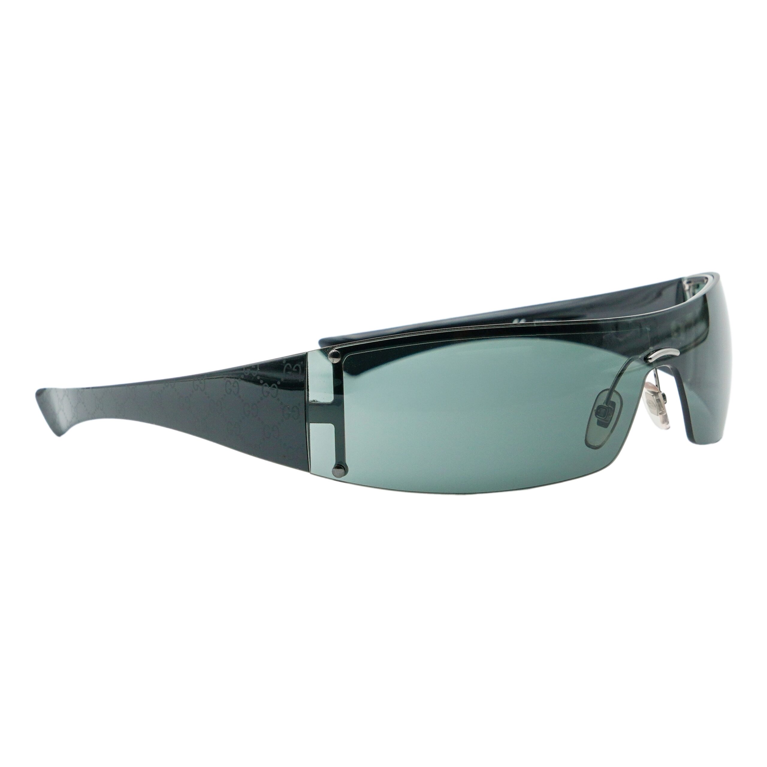 Vintage Gucci GG 1824 Black GG Monogram Shield Sunglasses