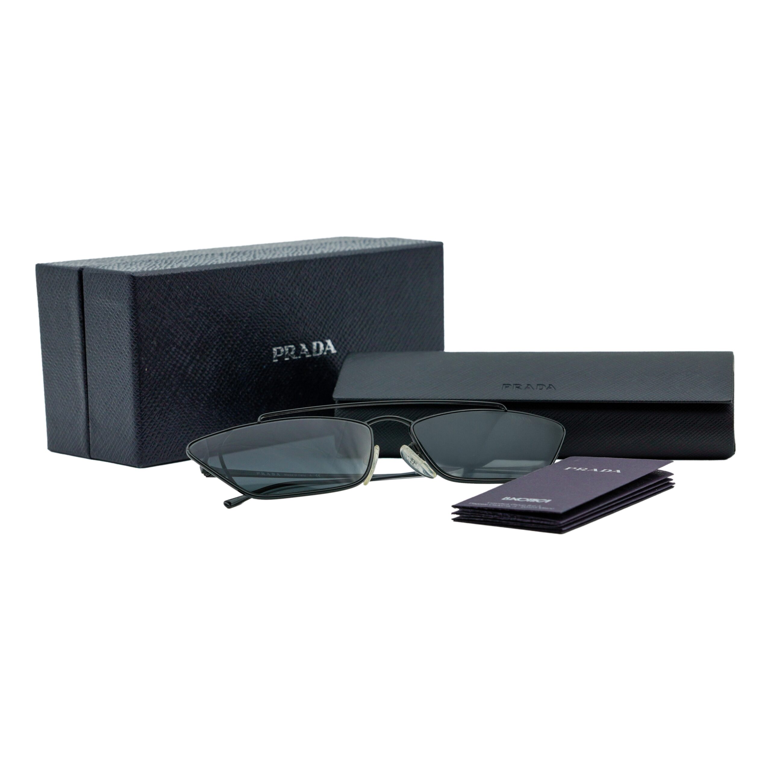 Prada SPR 64U Cat Eye Rectangular Metal Black Sunglasses — photo 10